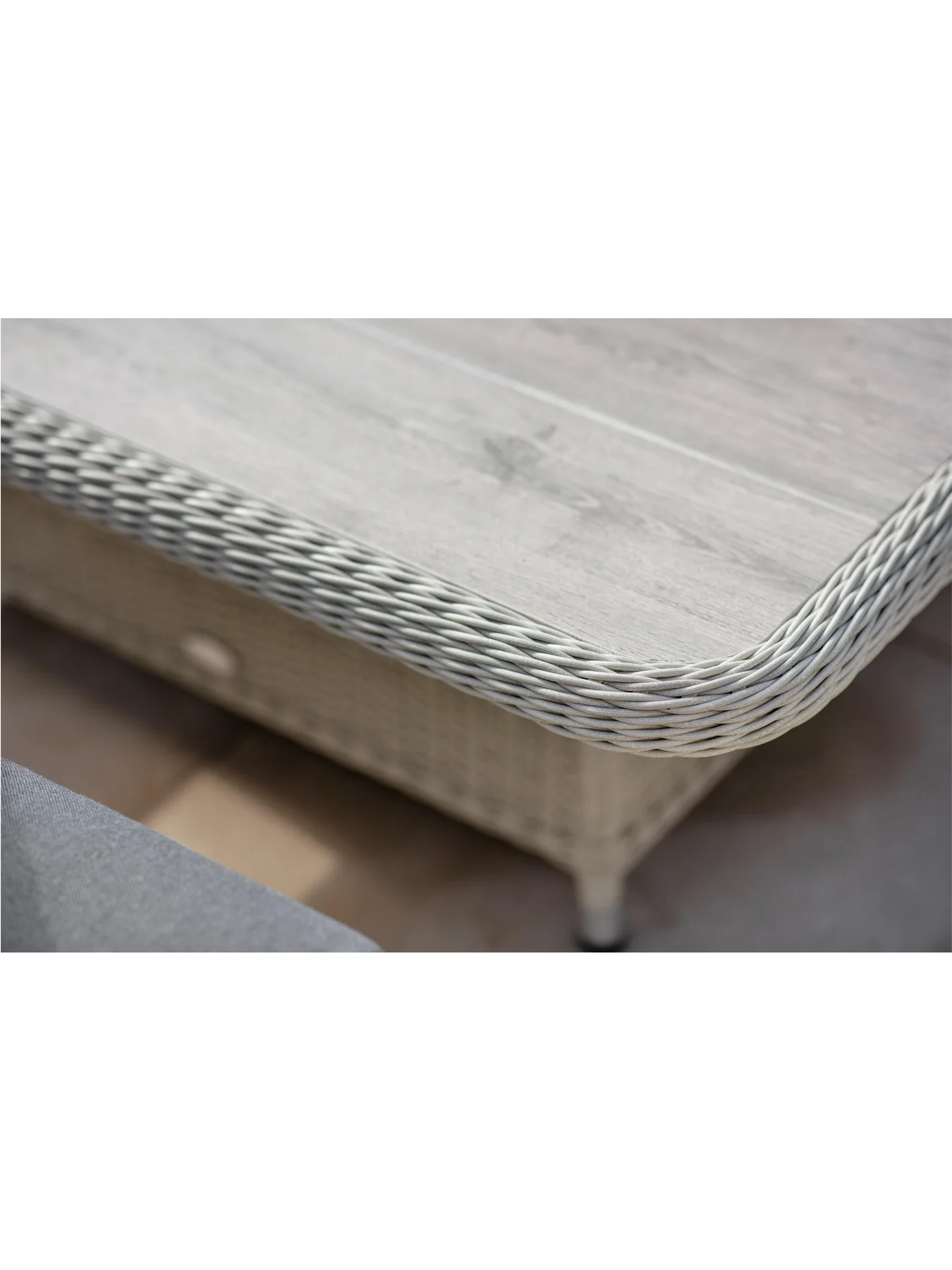 Monterey Dove Grey Rattan Curved Corner Sofa with Square Dual Height Table & 2 Benches - Image 4
