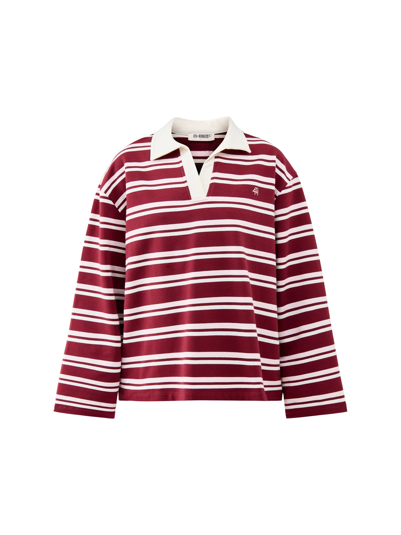 Hailey Stripe Rugby Top Burgundy