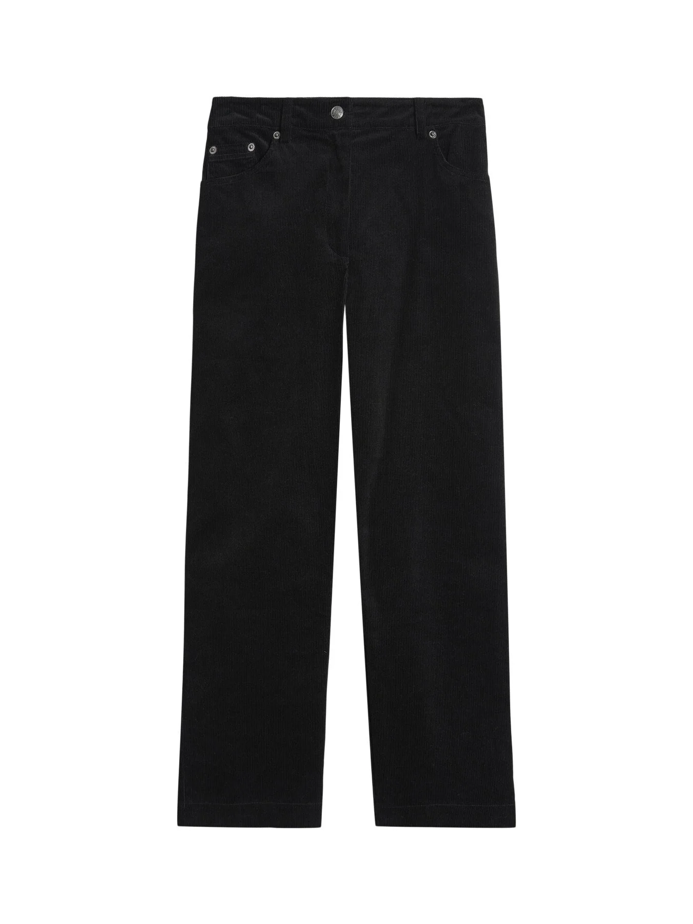 Cord Straight Leg Trousers Black