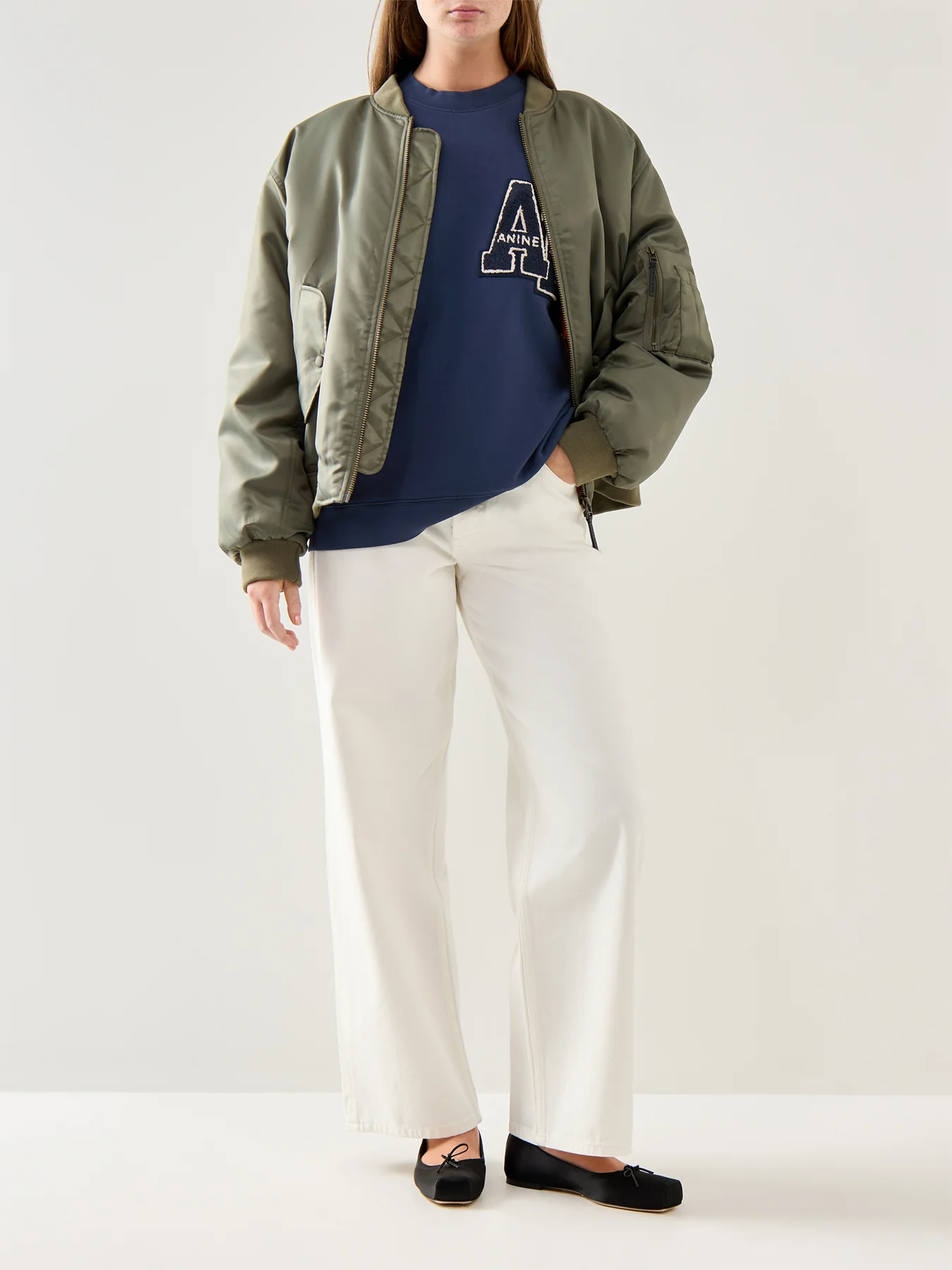 Miles Oversized Sweatshirt Letterman Cotton Dark Blue - Image 2