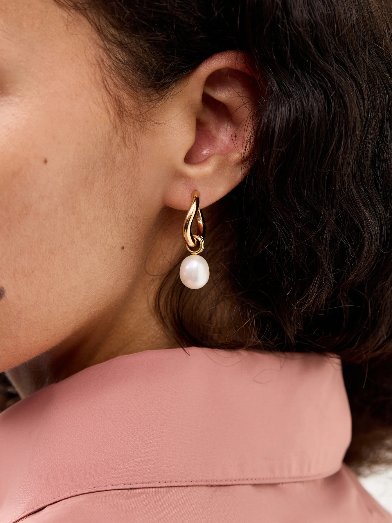Pearl Drop Hoops - Image 2
