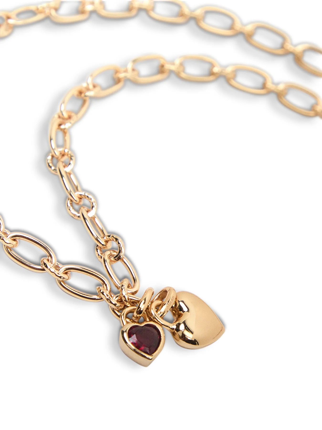 Bold Chain Link Necklace with Two Charms - Image 3