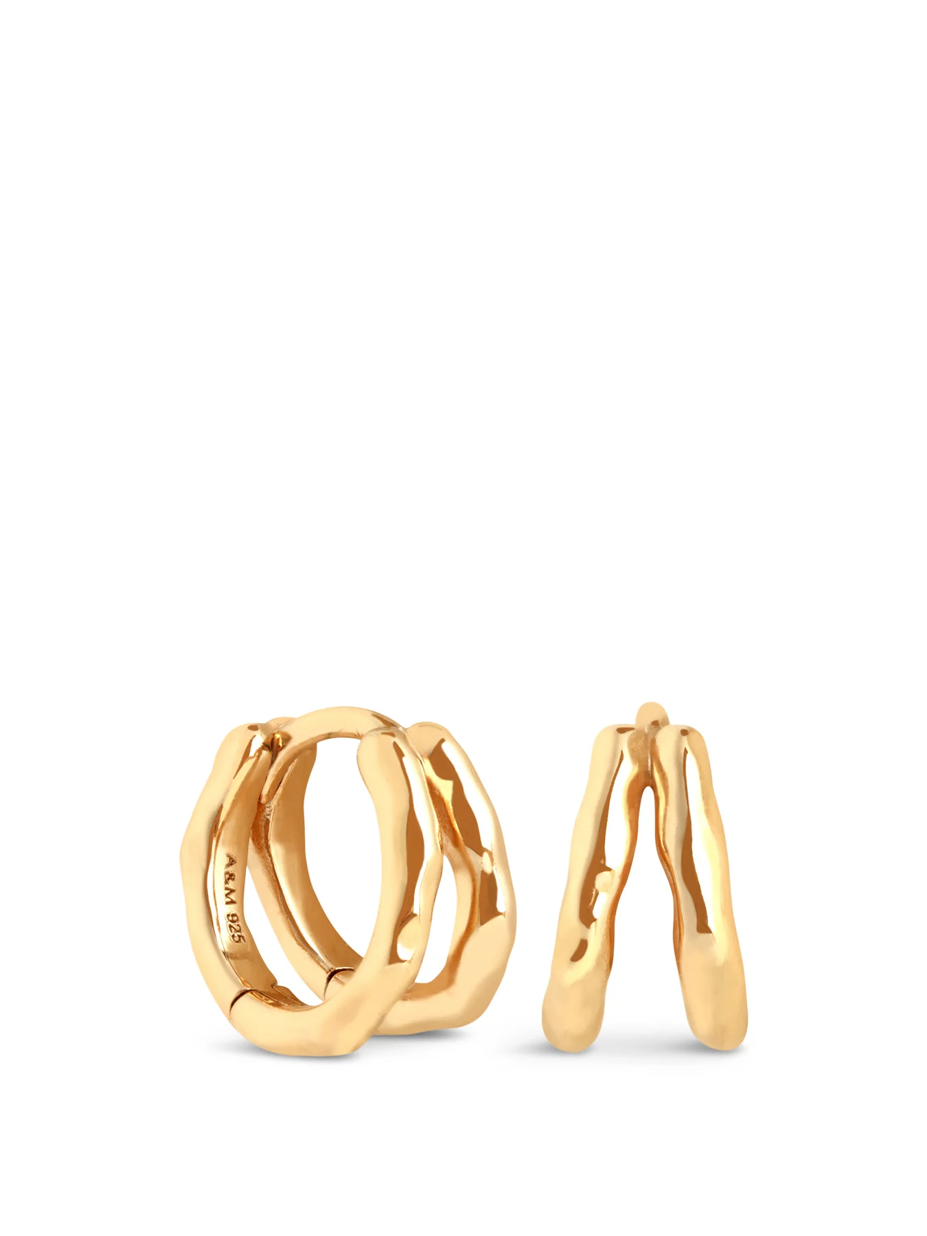 Gold Molten Texture Illusion Huggies Earrings