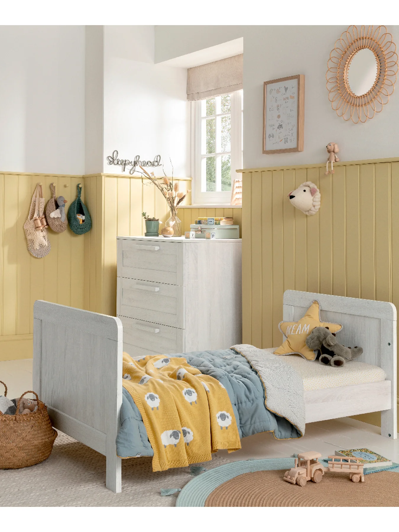 Atlas 2 Piece Cot Bed Set with Dresser Changer Nimbus White - Image 5