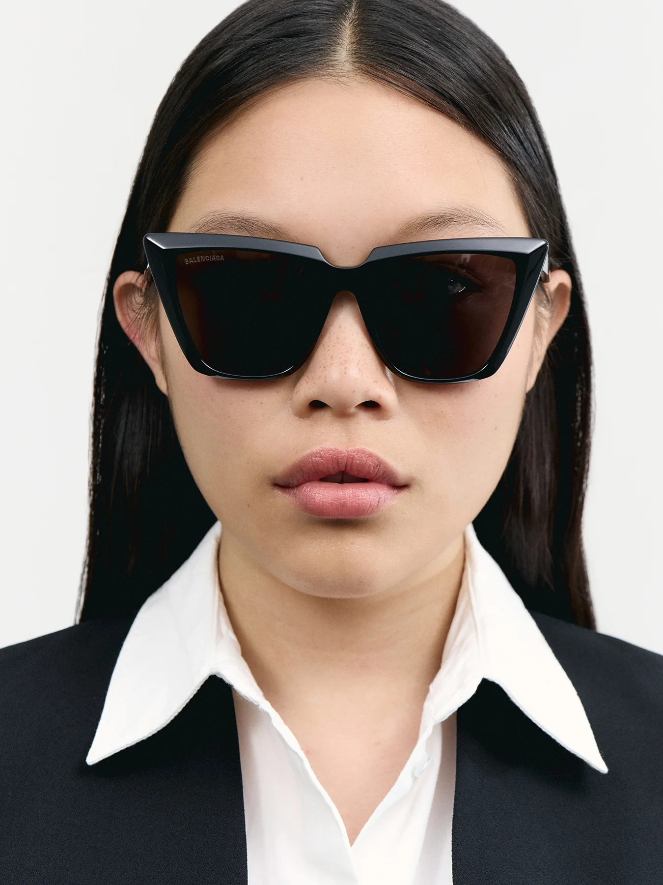 BB0046S Oversized Cat eye Acetate Balenciaga Logo Sunglasses - Image 2