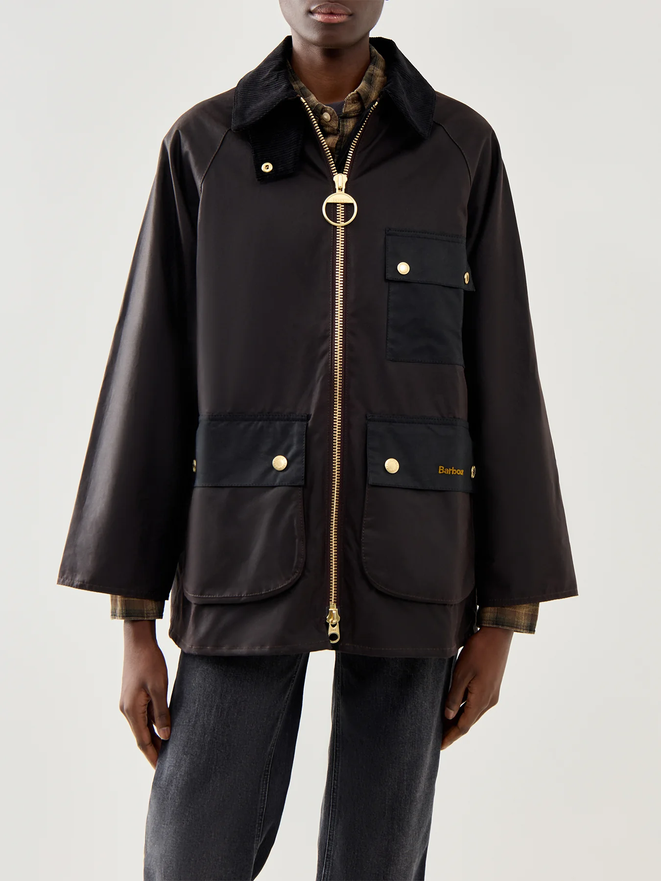 Womens Barbour Luella Wax Corduroy Jacket Brown - Image 4