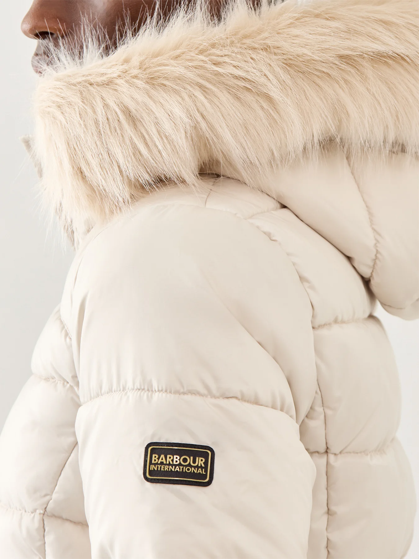 Womens Barbour International Cher Puffer Jacket Beige - Image 3