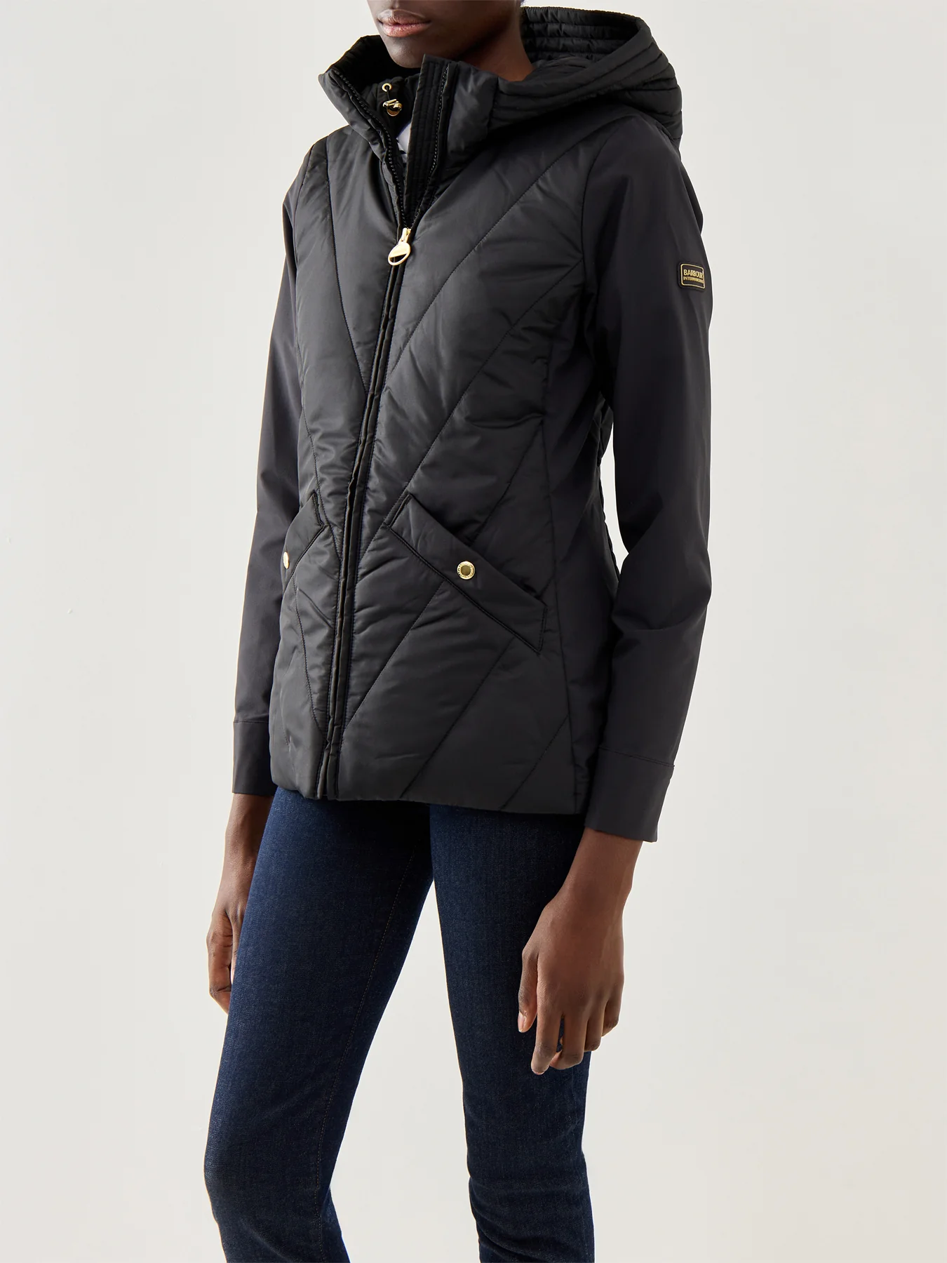 Womens Barbour International Diablo Quilted Sweat Black - Image 4