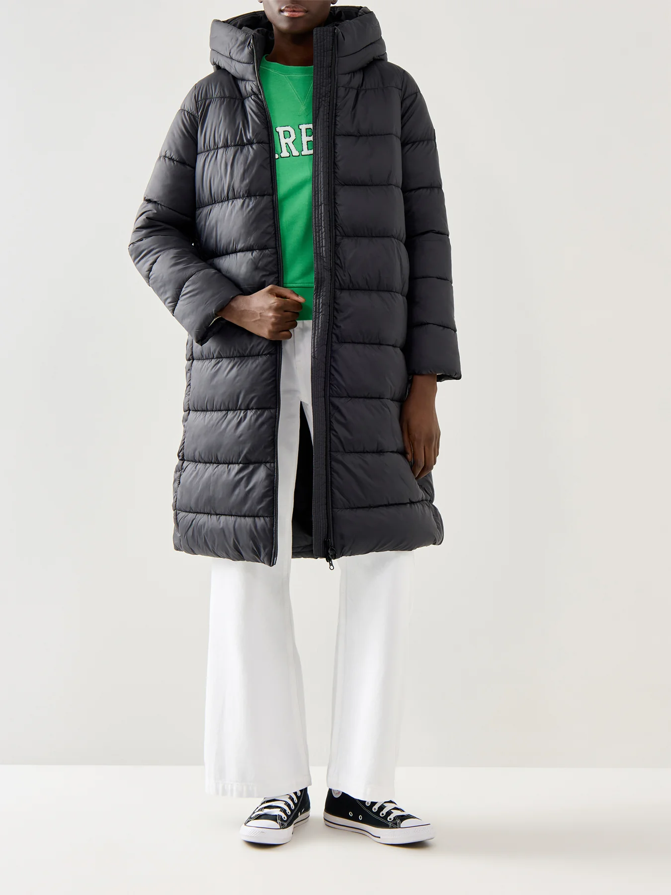 Womens Barbour International Longline Olivios Puffer Jacket Black - Image 2