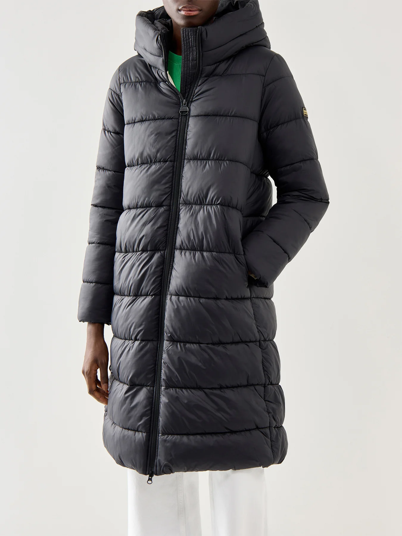 Womens Barbour International Longline Olivios Puffer Jacket Black - Image 4