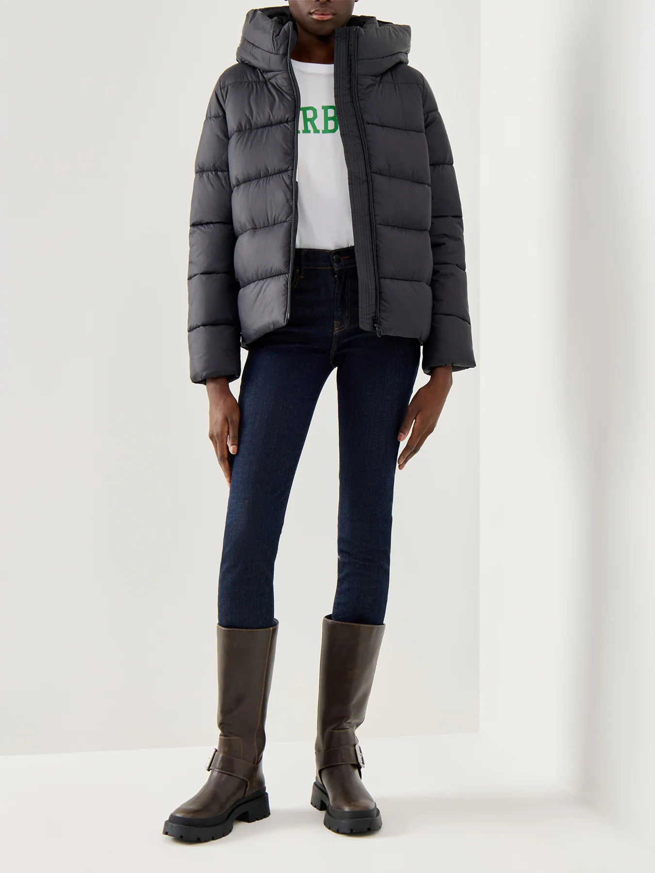 Womens Barbour International Olivios Puffer Jacket Black - Image 2