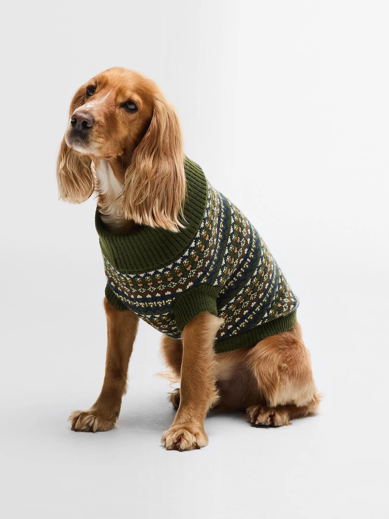 Barbour Marlow Fair Isle Dog Jumper Olive Large - Image 2