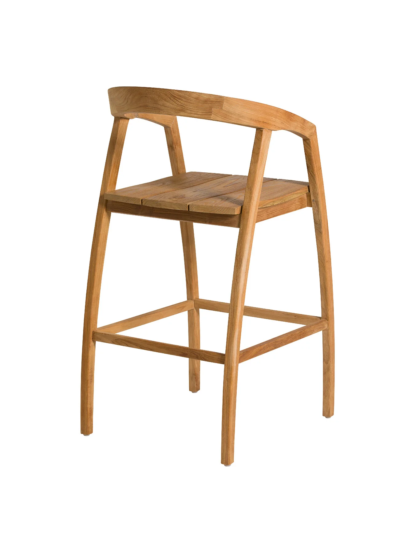 Grenada Reclaimed Teak Wood Open Back Barstool With Arms - Image 6