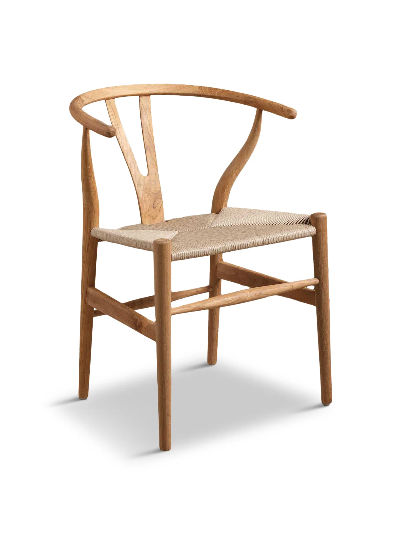 Neutral Grenada Curved Light Teak Wood Open Back Dining Chai