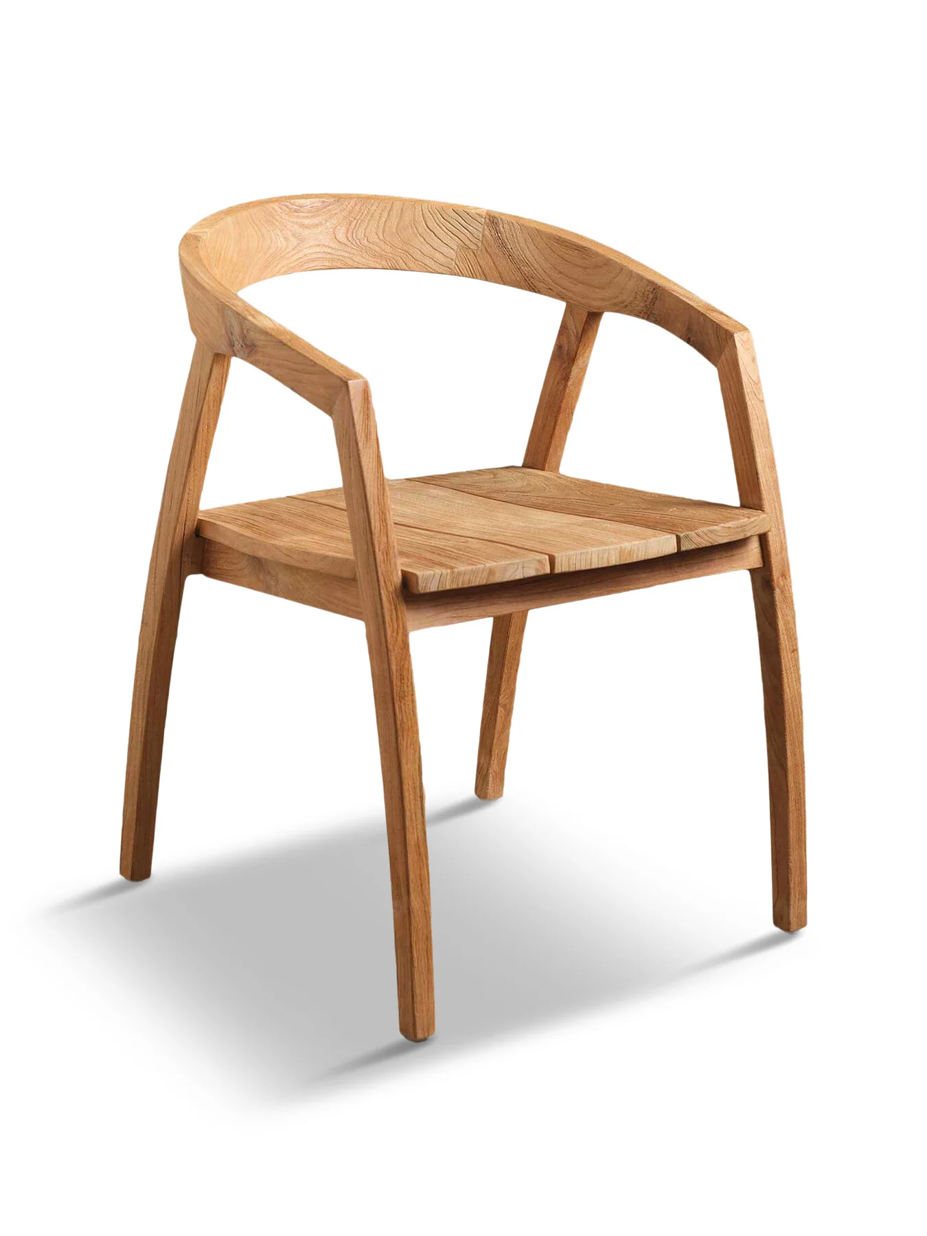 Neutral Grenada Natural Brown Teak Wood Open Back Dining Cha