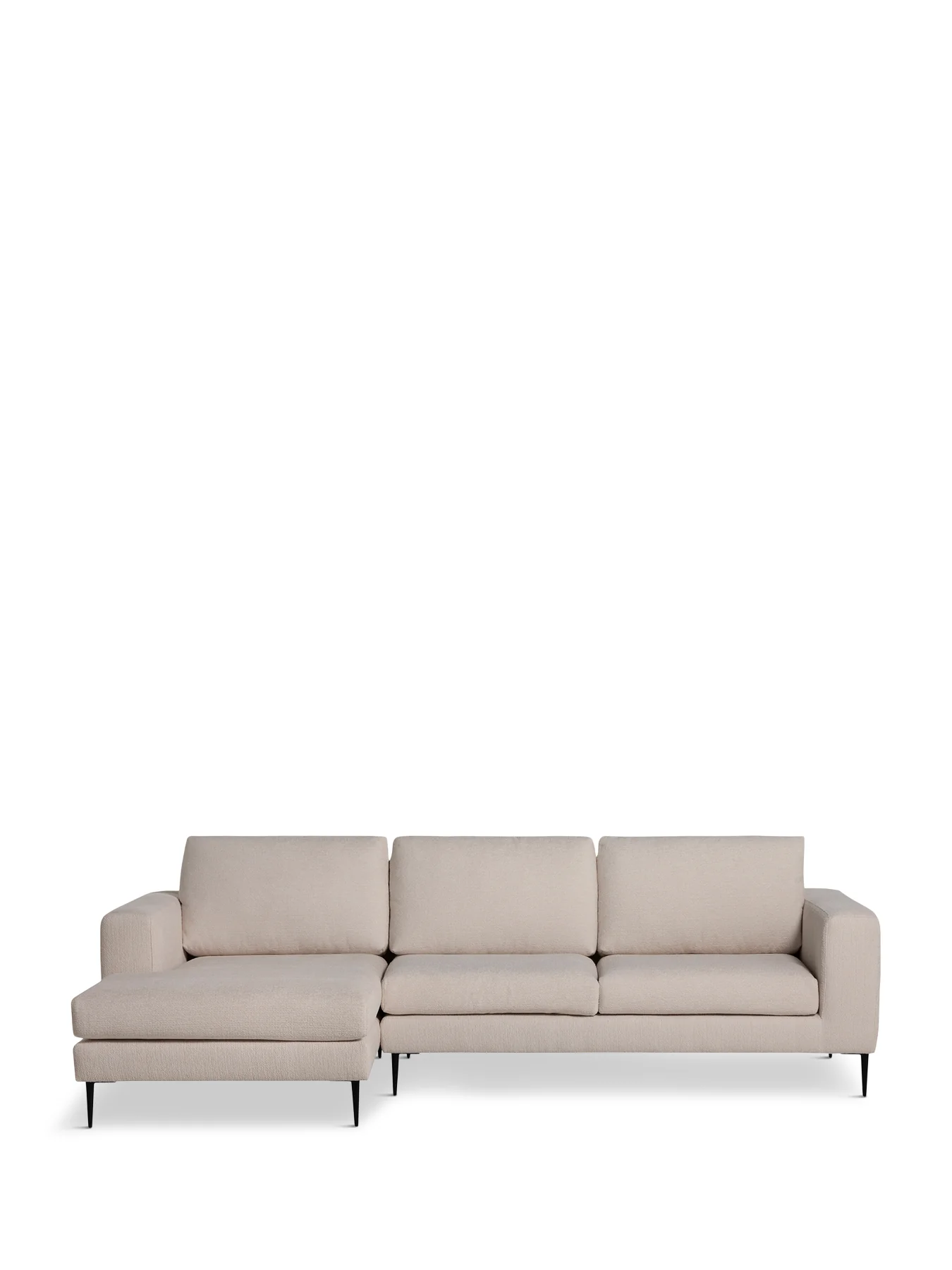 Sienna Boucle Fabric Left Hand Chaise Sofa With Steel Legs - Image 3
