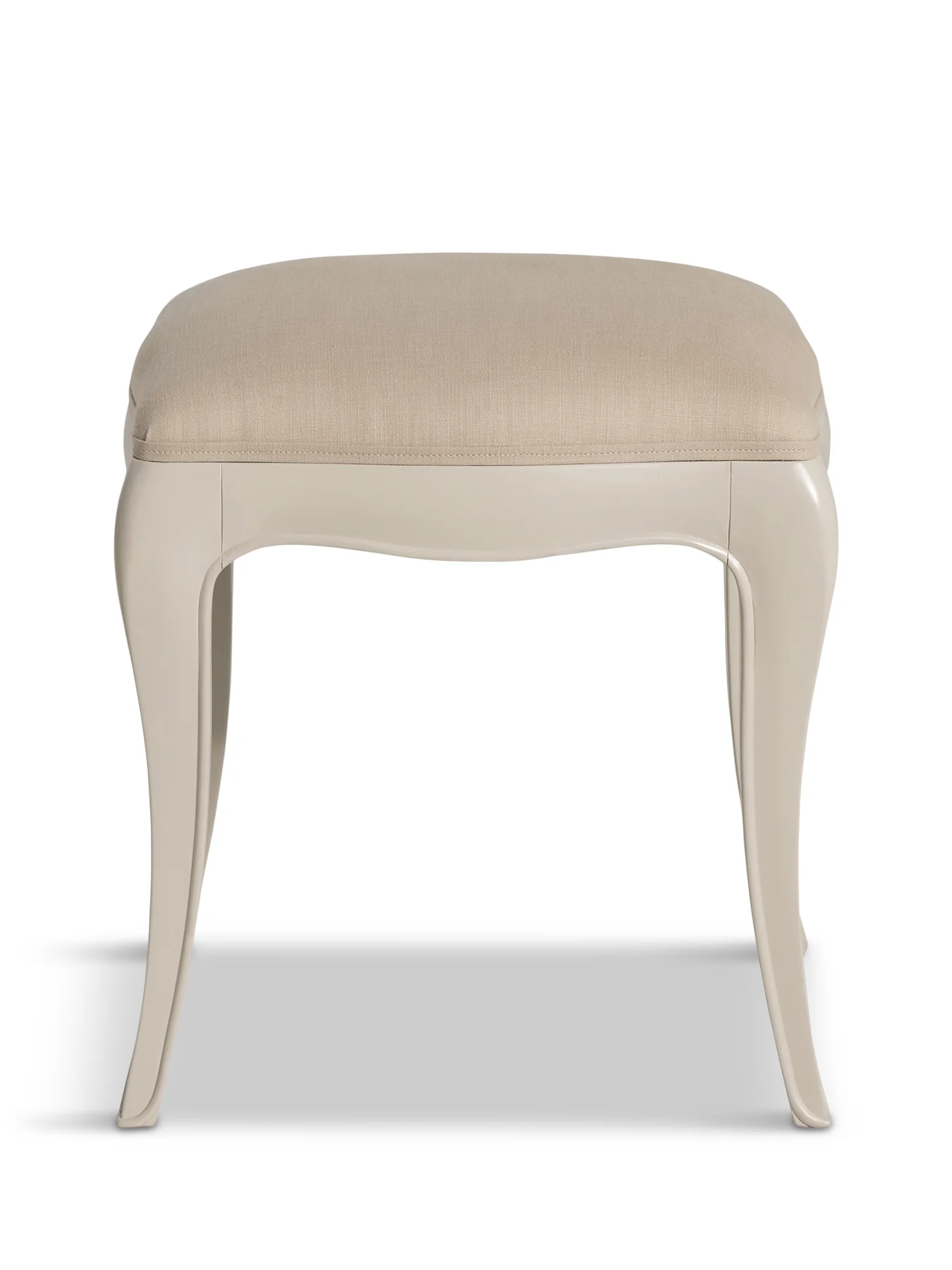 Calista Off White Wooden Stool with Fabric Seat - Image 3