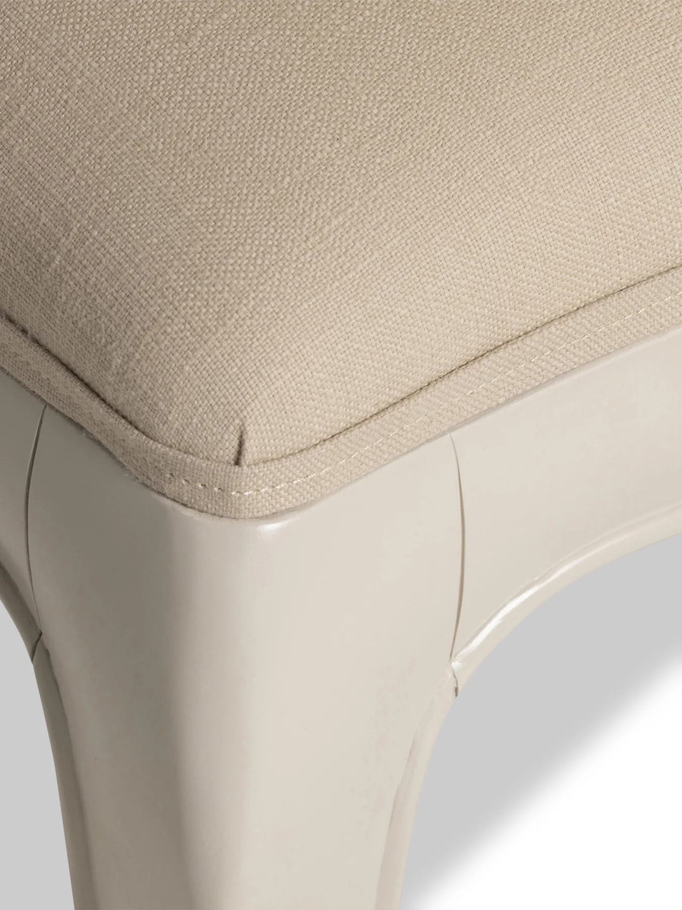 Calista Off White Wooden Stool with Fabric Seat - Image 4