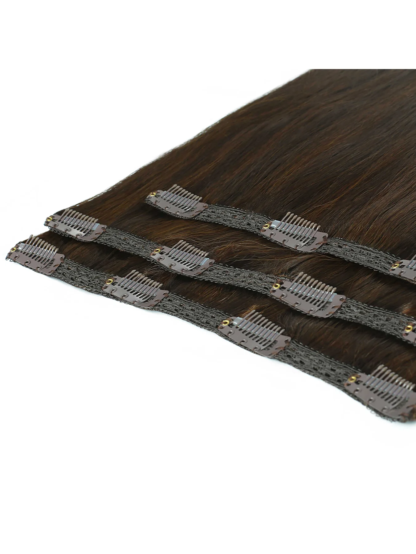 Deluxe Clip In Hair Extensions 18 Inch Chocolate - Image 2