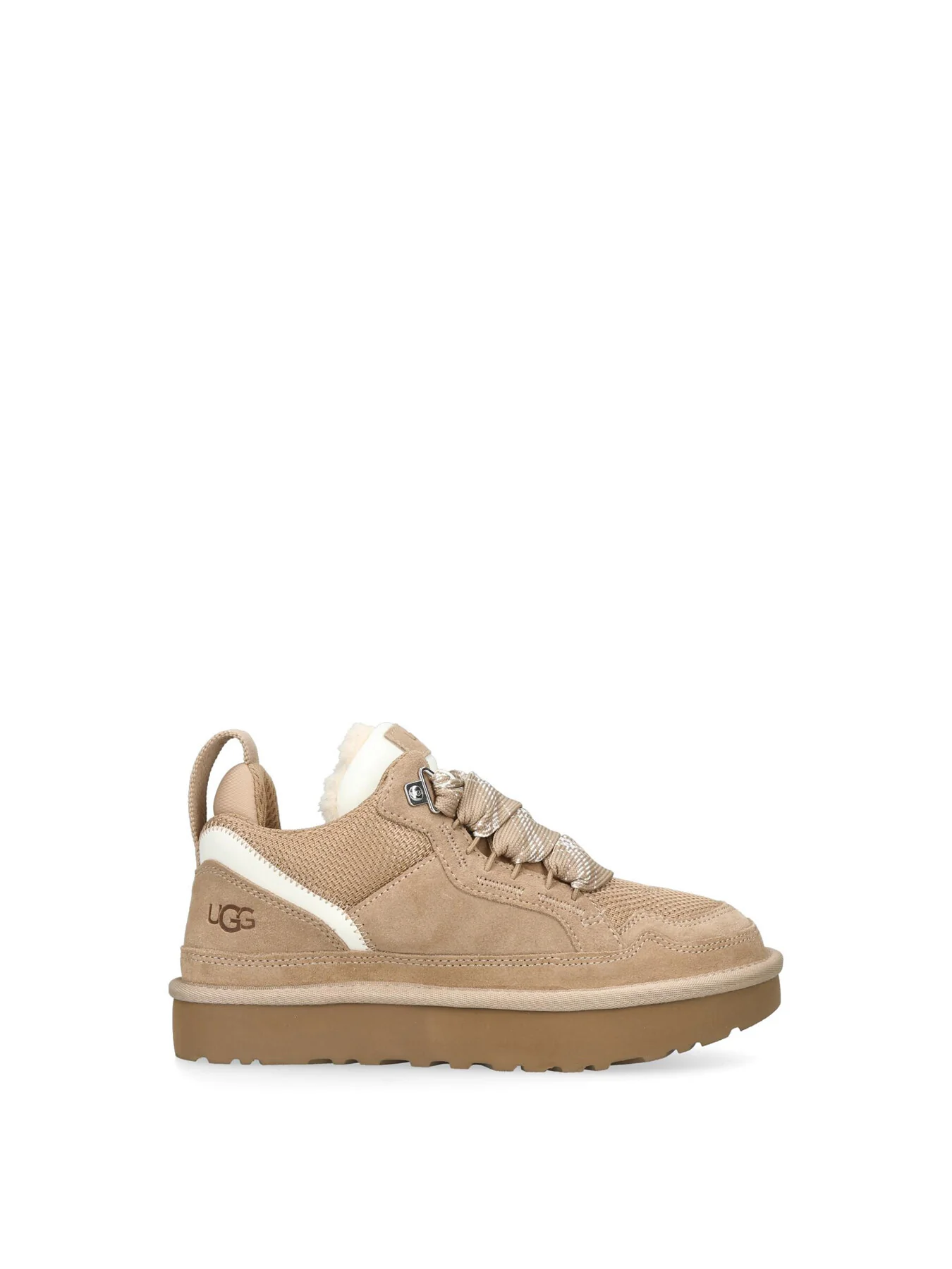 Womens Lowmel Suede Lace Up Trainers Sand - Image 4