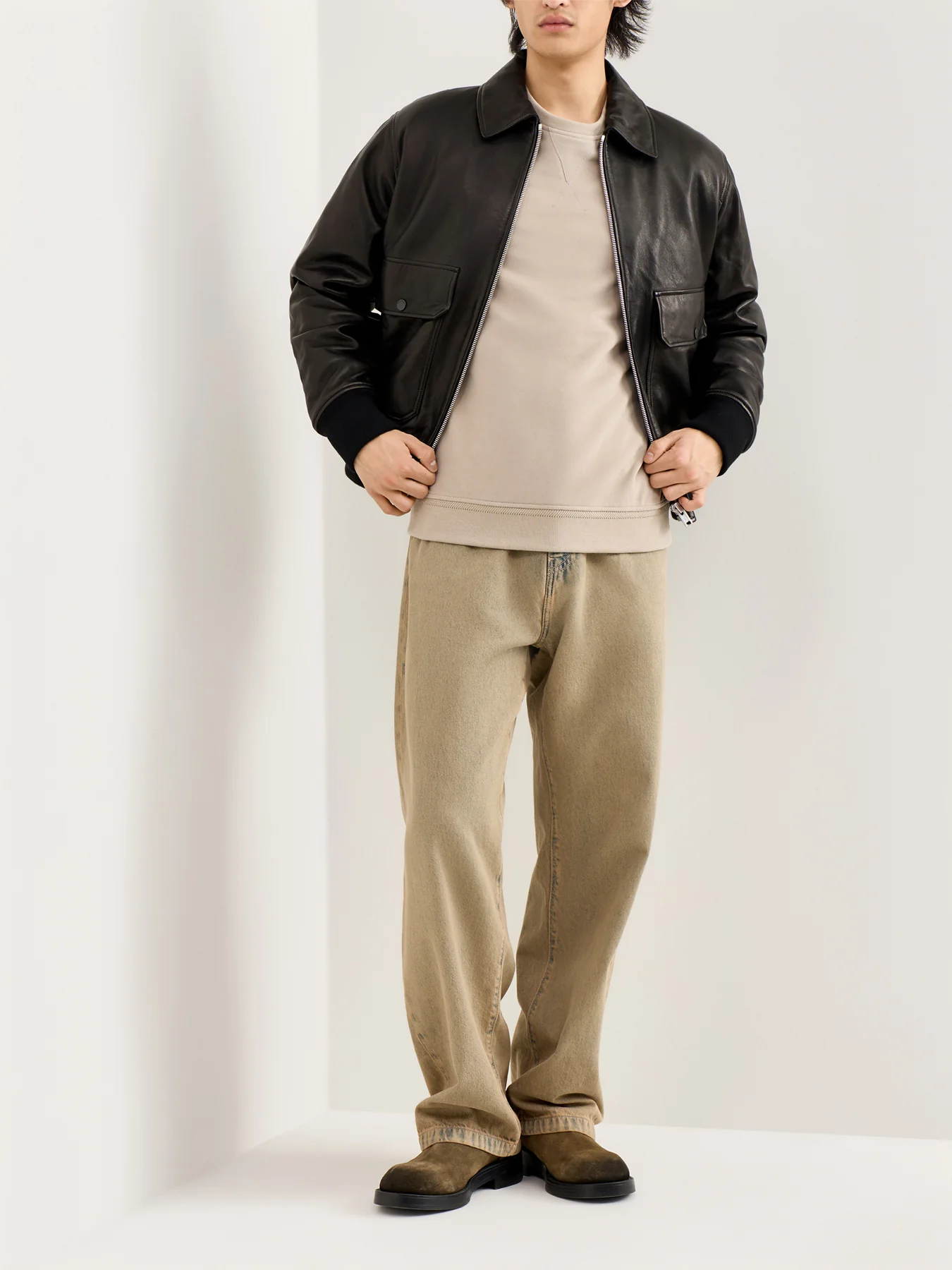 Classic Cotton Sweatshirt Beige - Image 2