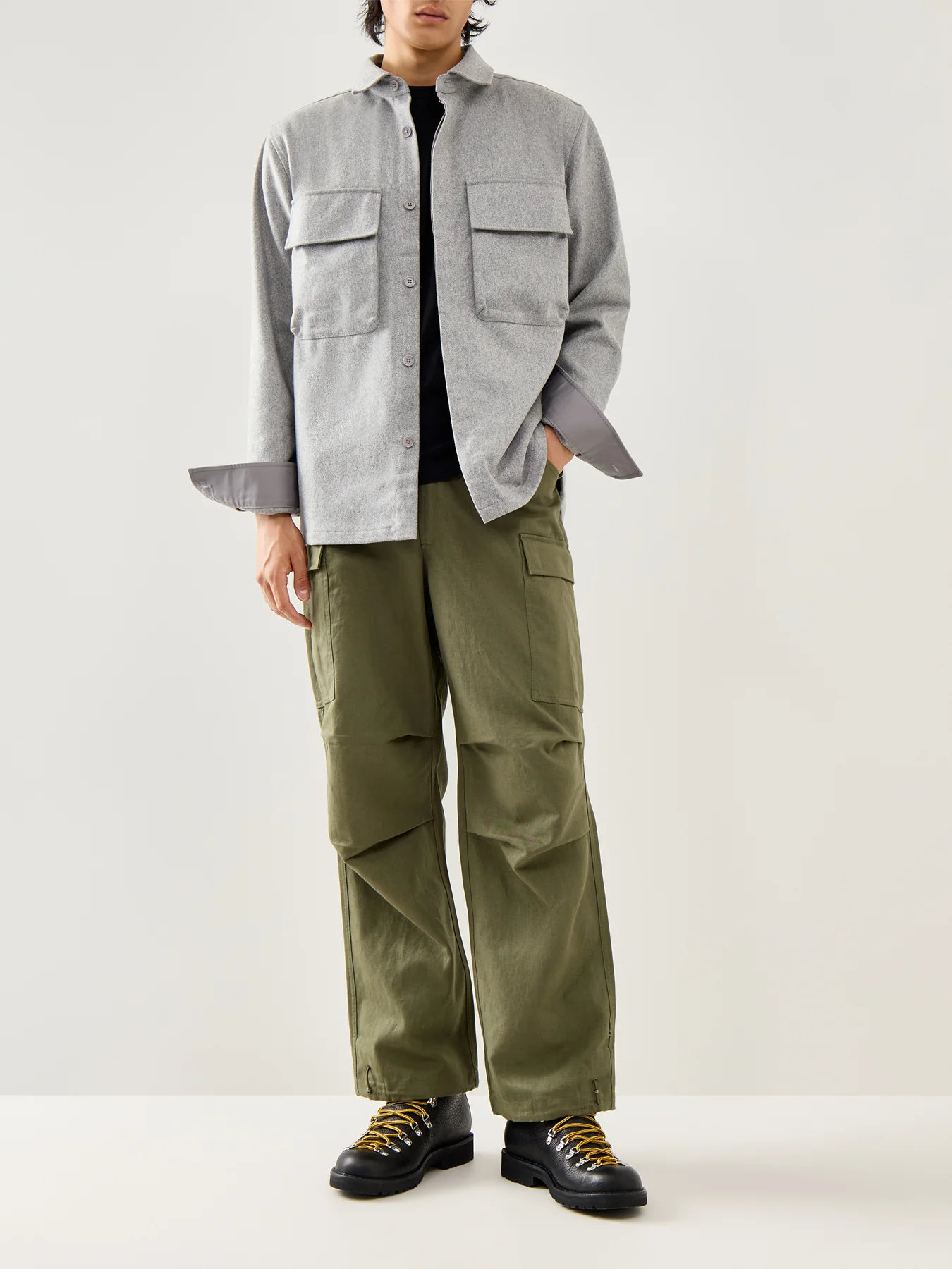 Pointer Wool Blend Over Shirt Light Grey Melange - Image 2
