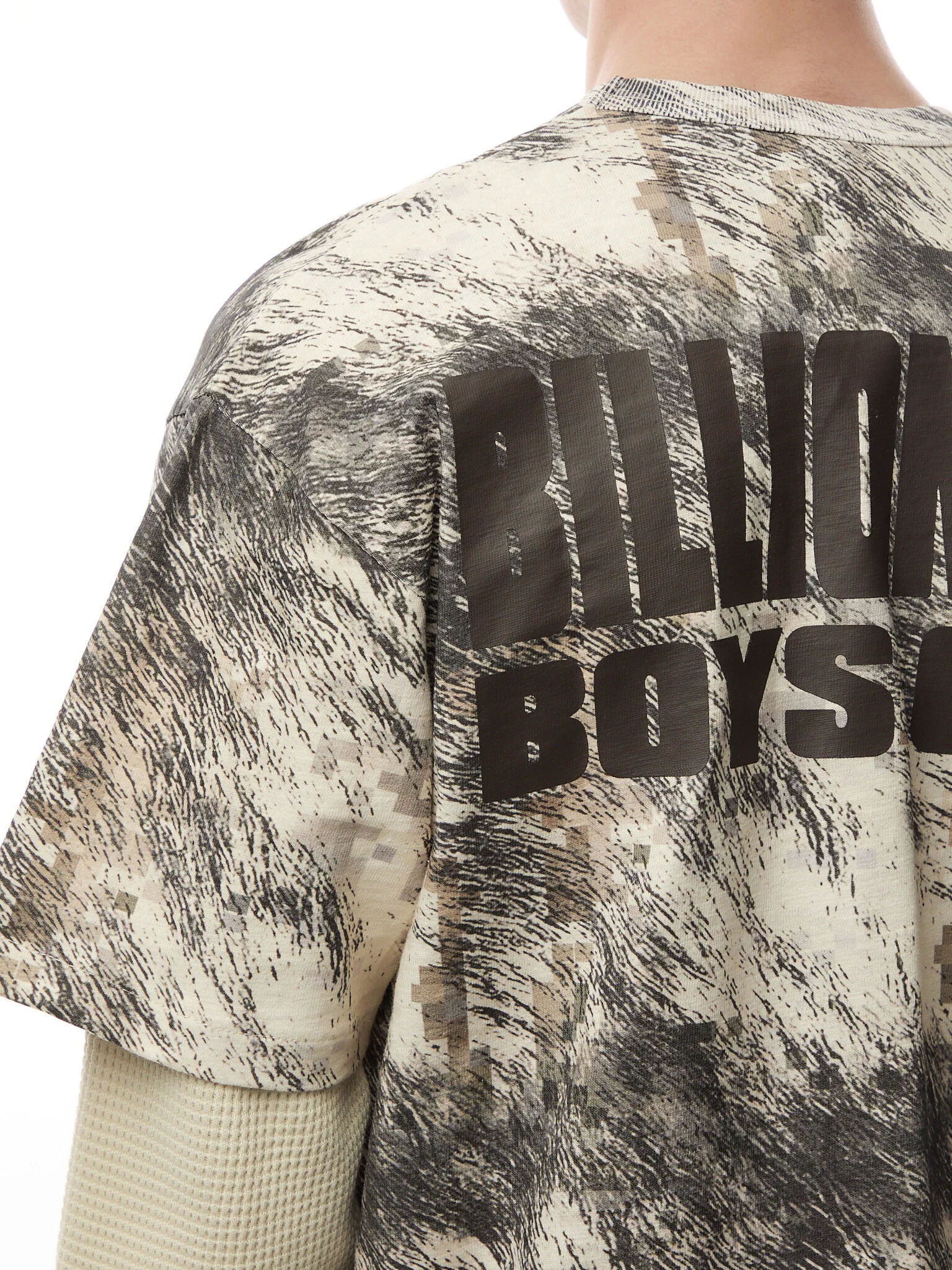 Fur Print Mock Sleeve T-Shirt - Image 3