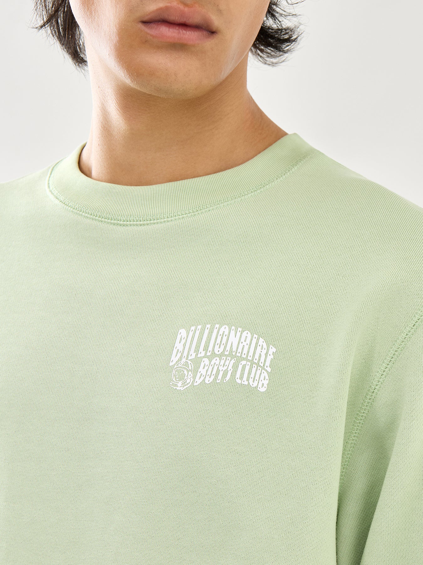 Pistachio Cotton Small Arch Logo Crewneck - Image 3