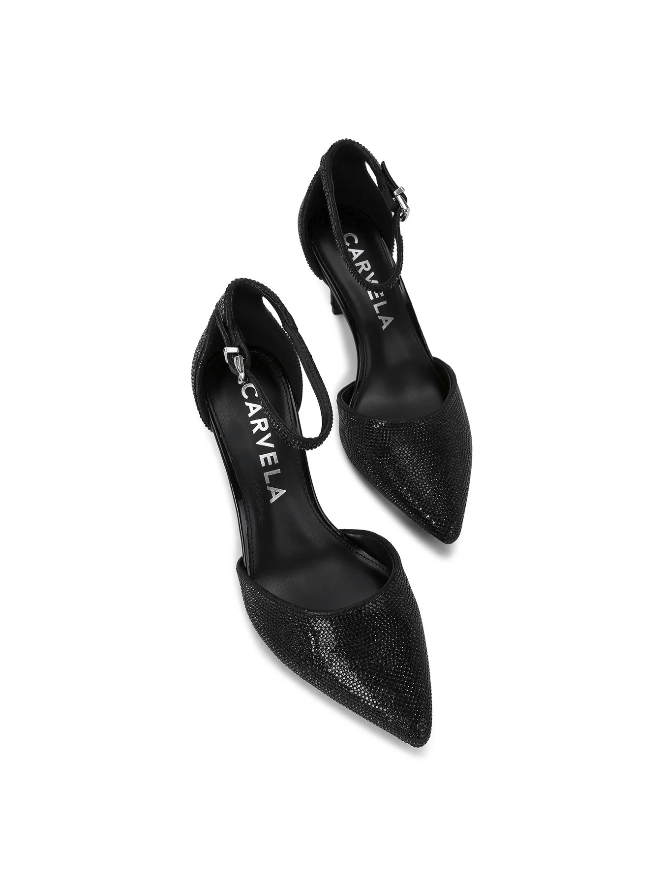 Shine Fabric Court Shoes Black - Image 2