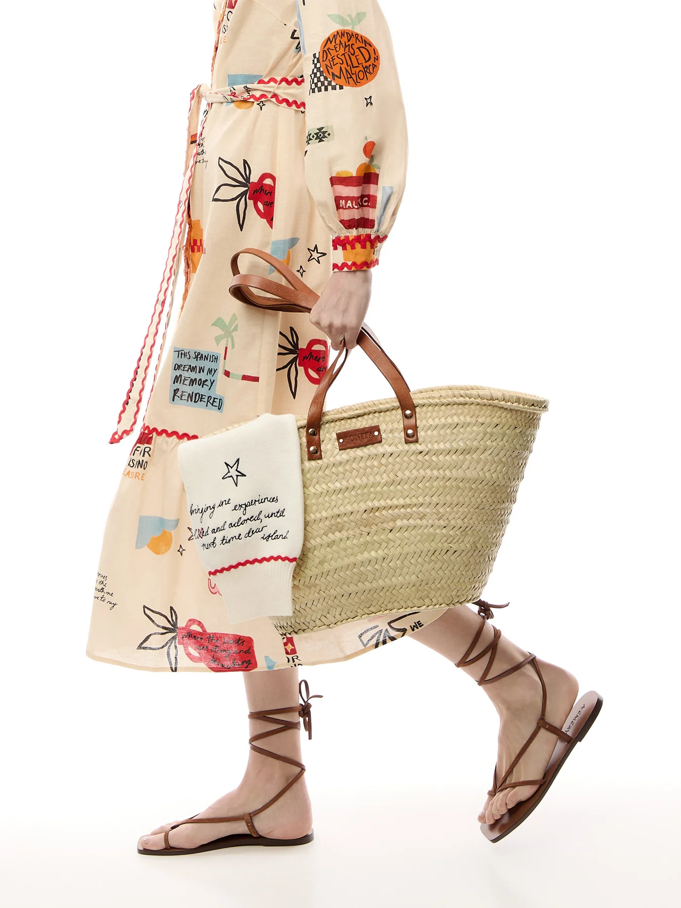 Long Handle Raffia Basket - Image 2