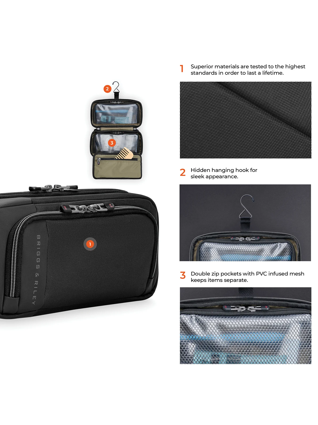 Hanging Toiletry Kit Black - Image 2