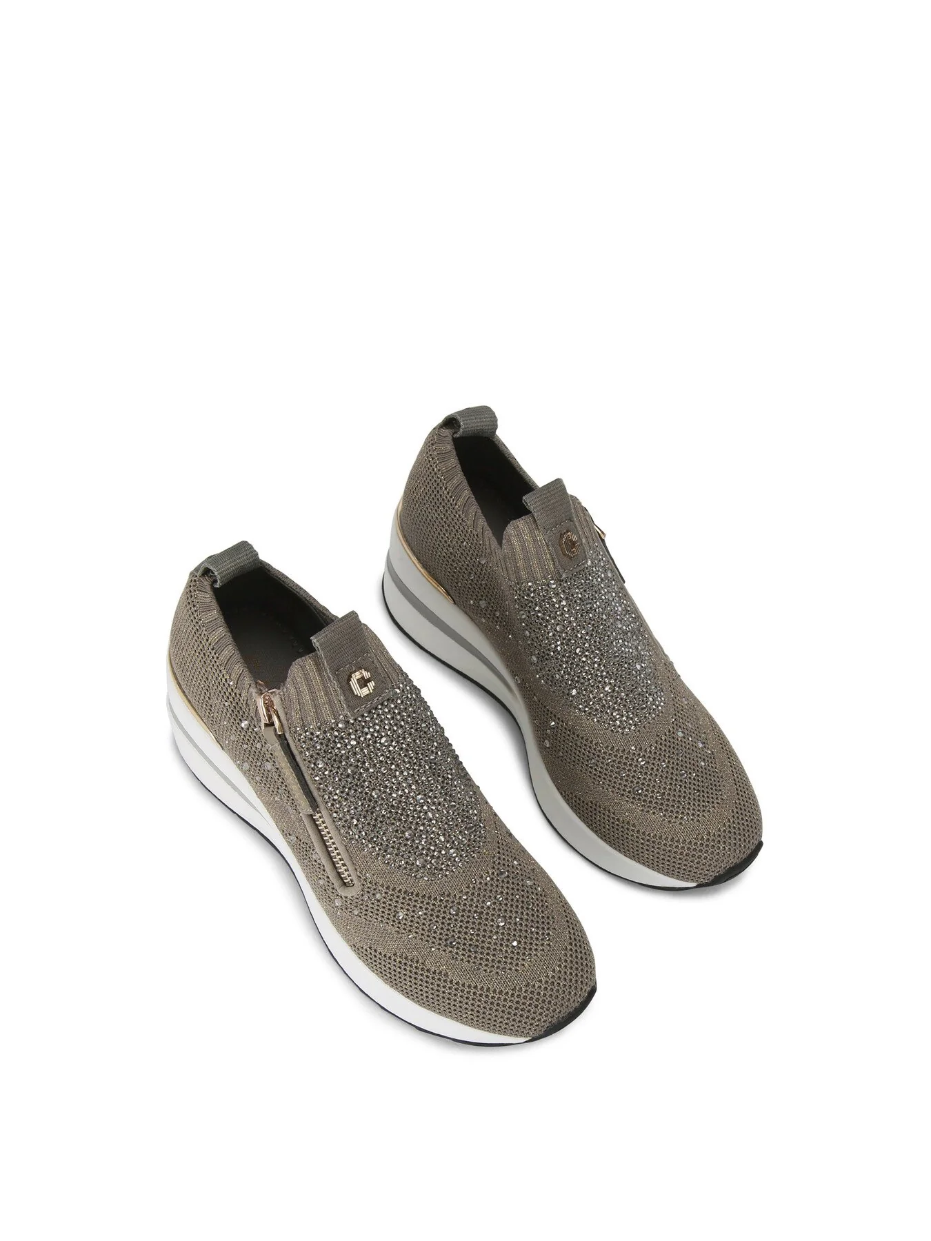 High Rise Zip Knit Trainers Bronze - Image 2