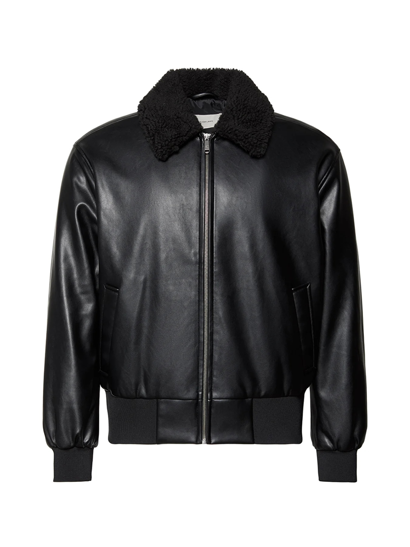 Faux Leather Bomber Jacket Black