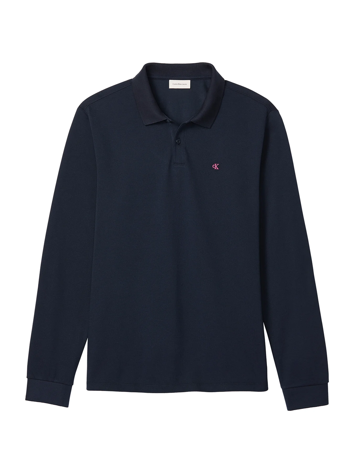Long Sleeve Piqué Polo Shirt Blue
