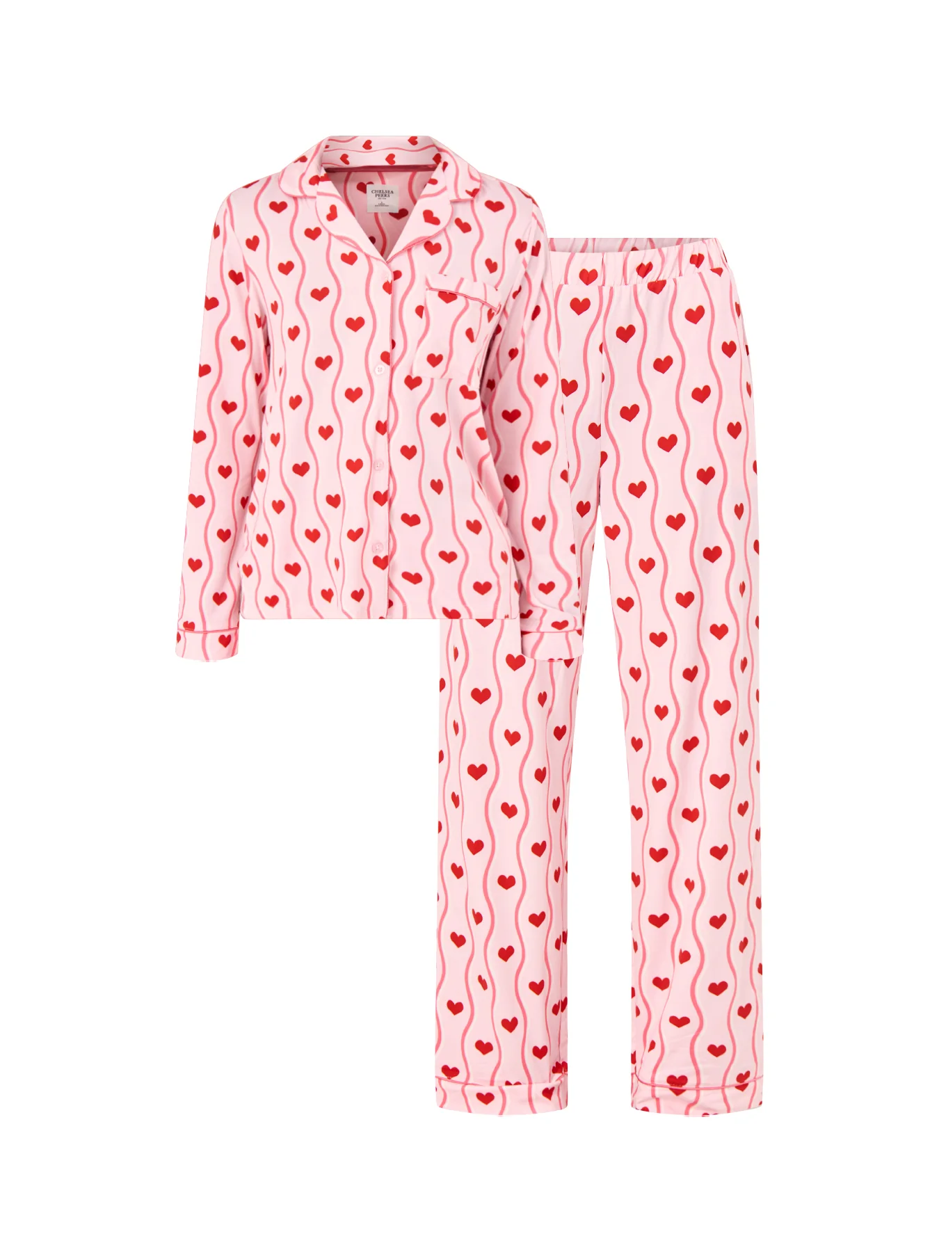 Heart Wave Long PJ Set Pink