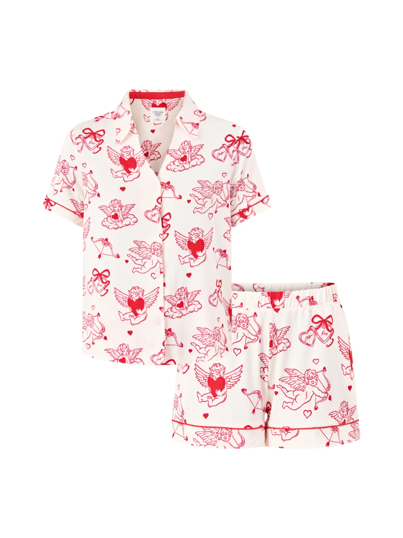 Valentine’s Cupid Print Short Pyjama Set Pink