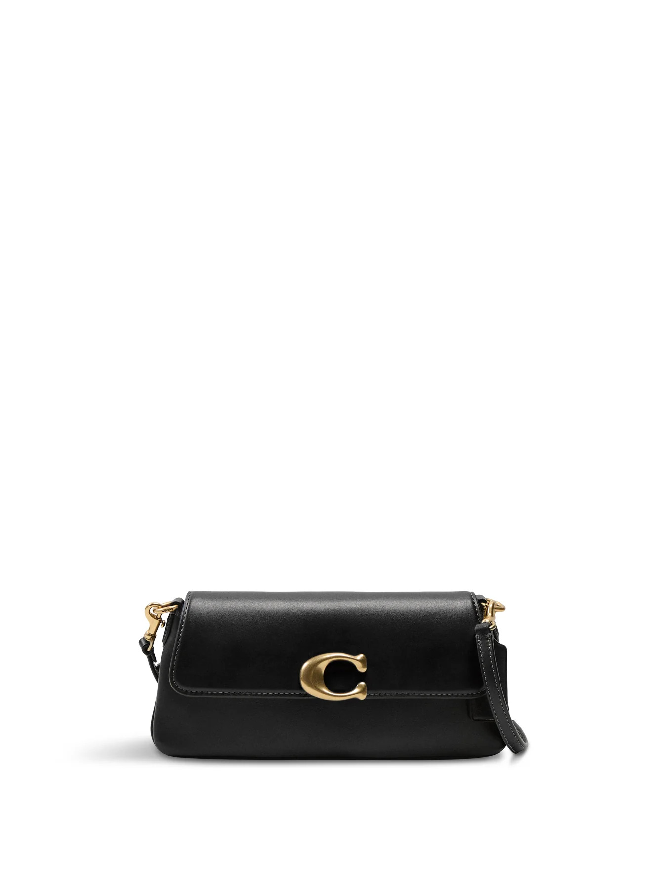 Refined Calf Leather Jet Shoulder Bag Black