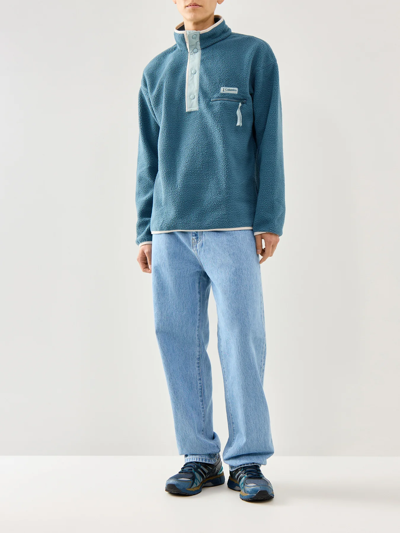 Helvetia II Half Snap Sweatshirt Blue - Image 2