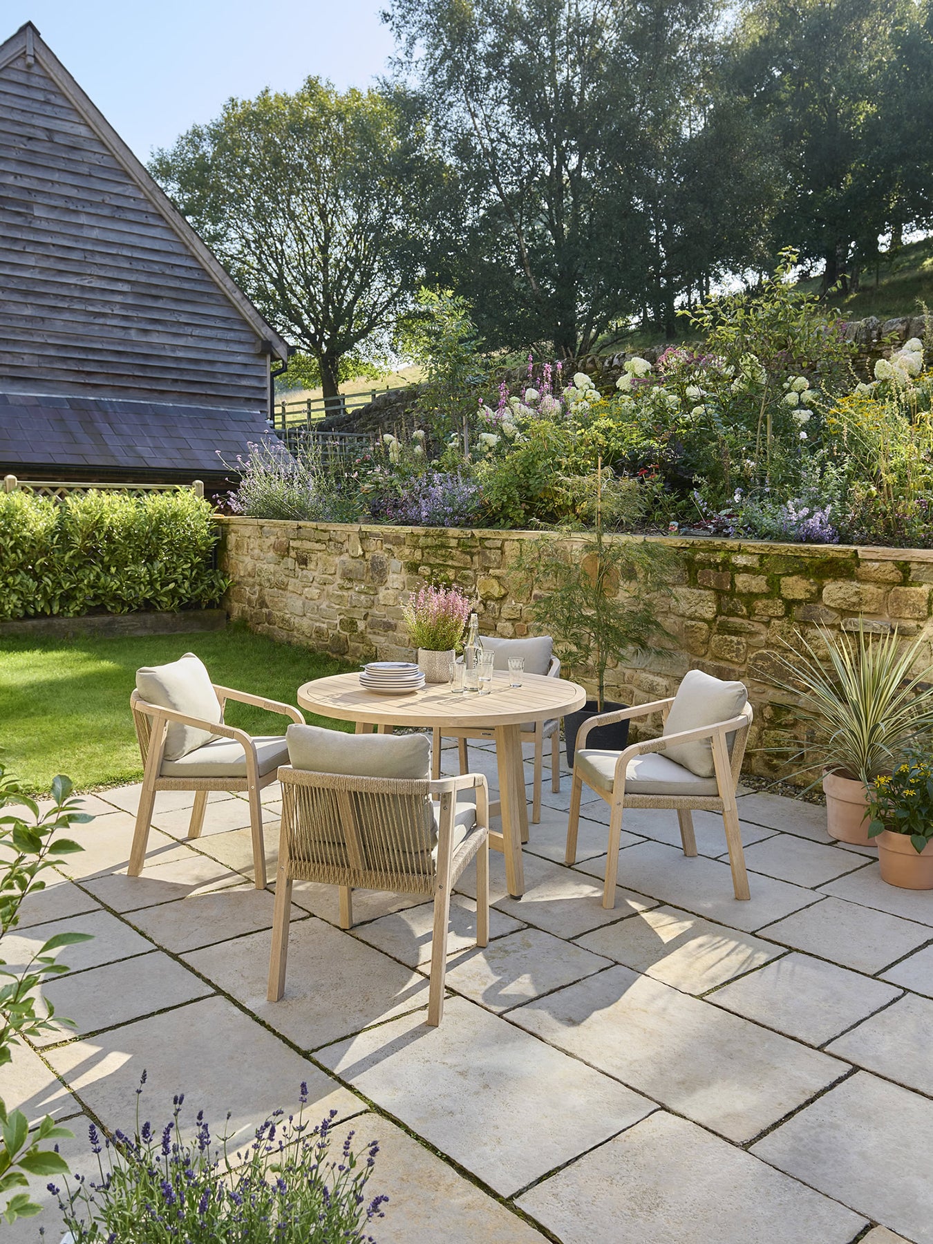 Cora Rope Garden Dining Set Cream - Image 2