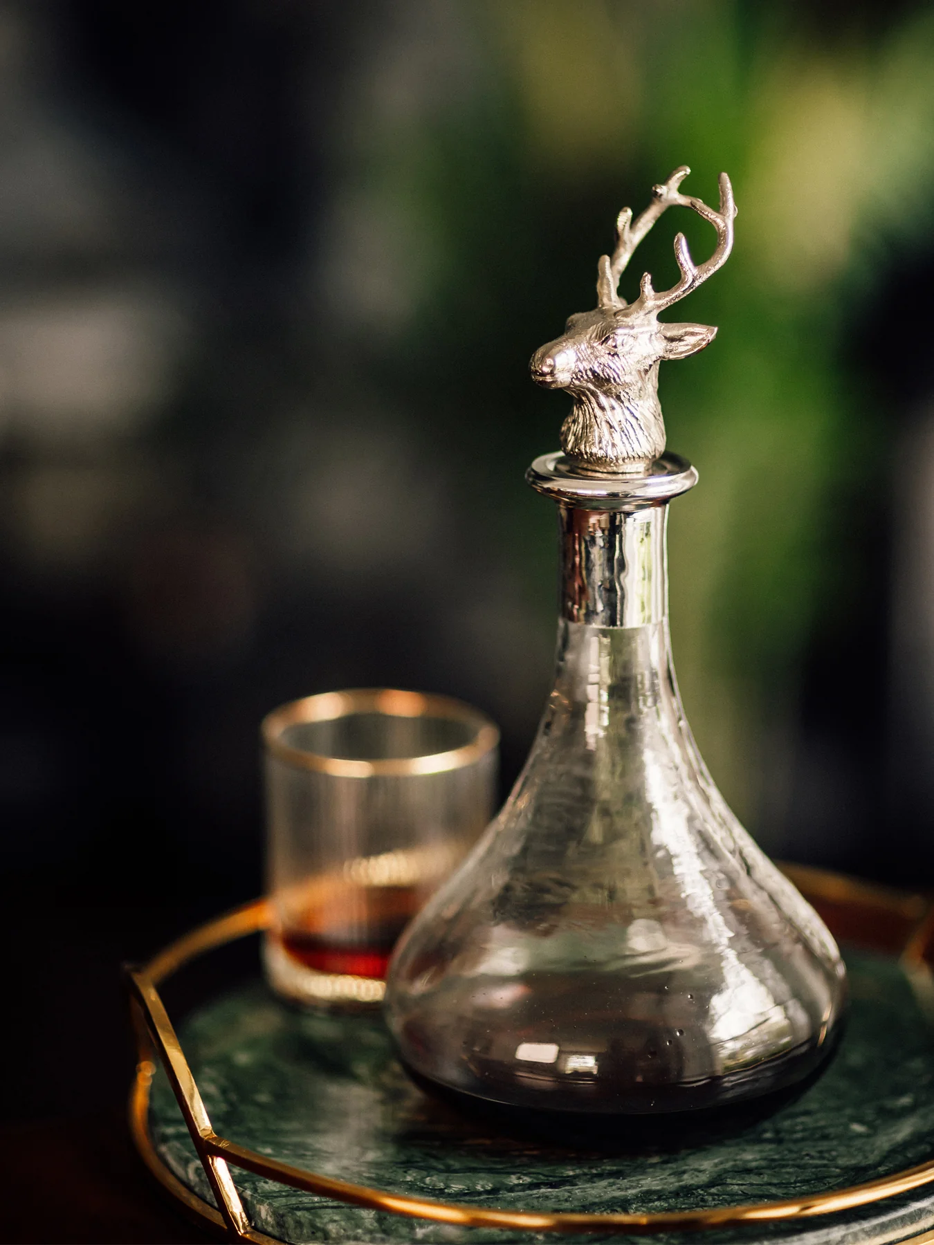 Culinary Concepts Glass Ships Decanter with Stag Stopper - Image 2