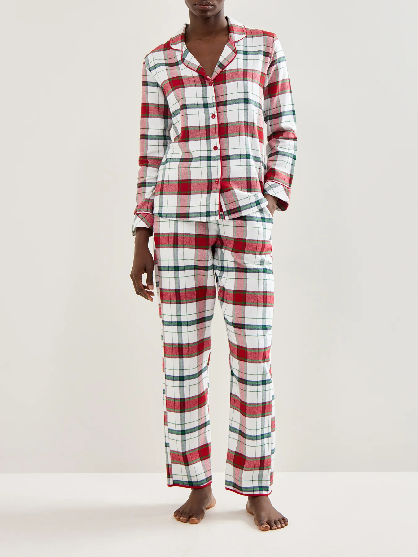 Brushed Check Pyjama Top Red - Image 2