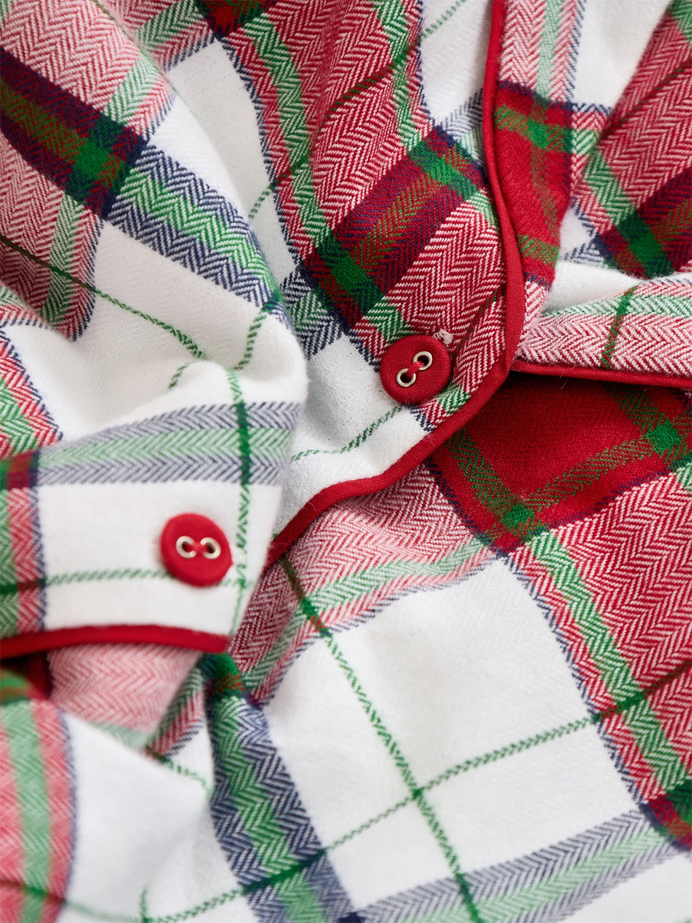 Brushed Check Pyjama Top Red - Image 4