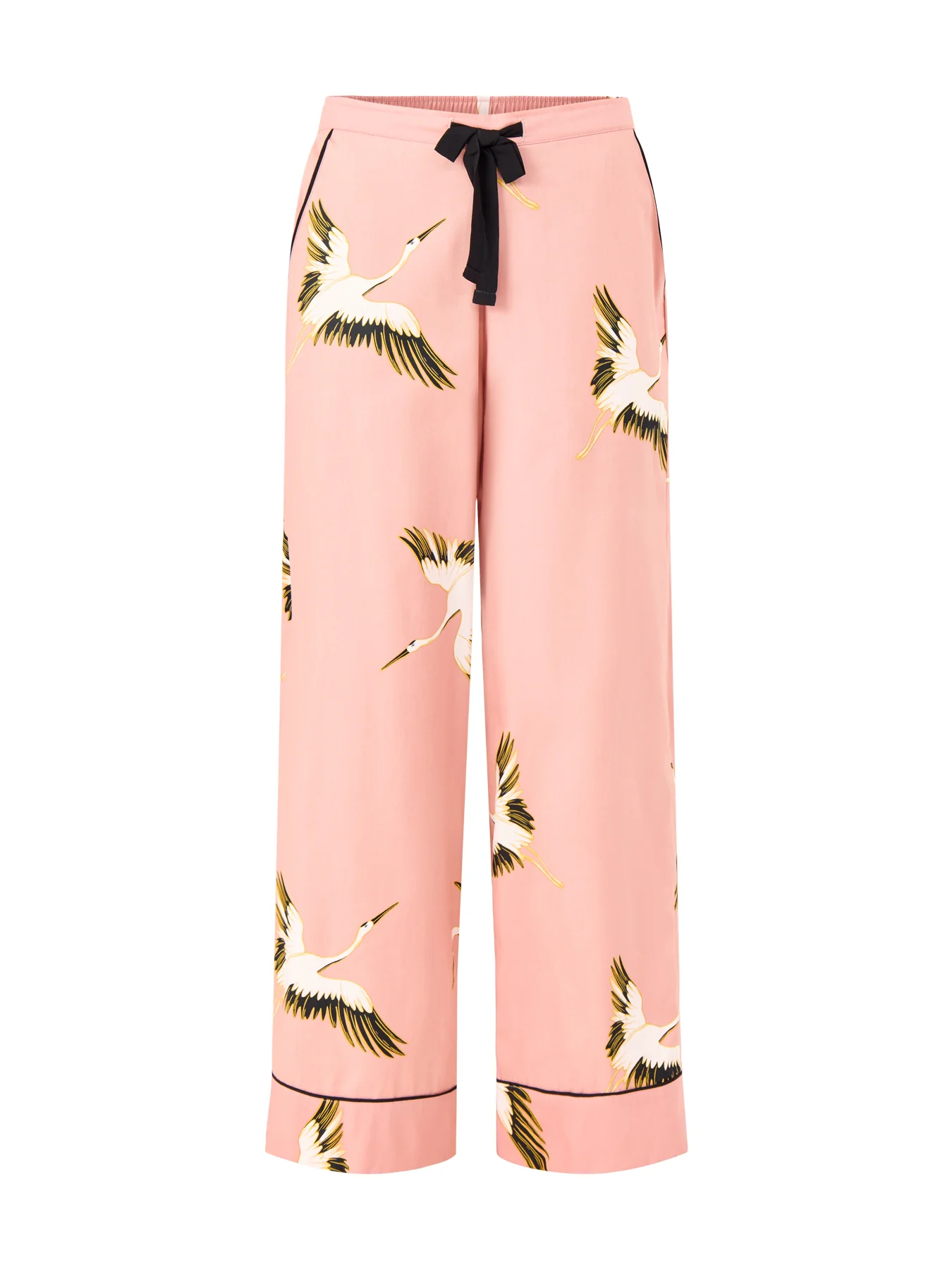 Crane Bird Cotton Pyjama Bottoms Pink