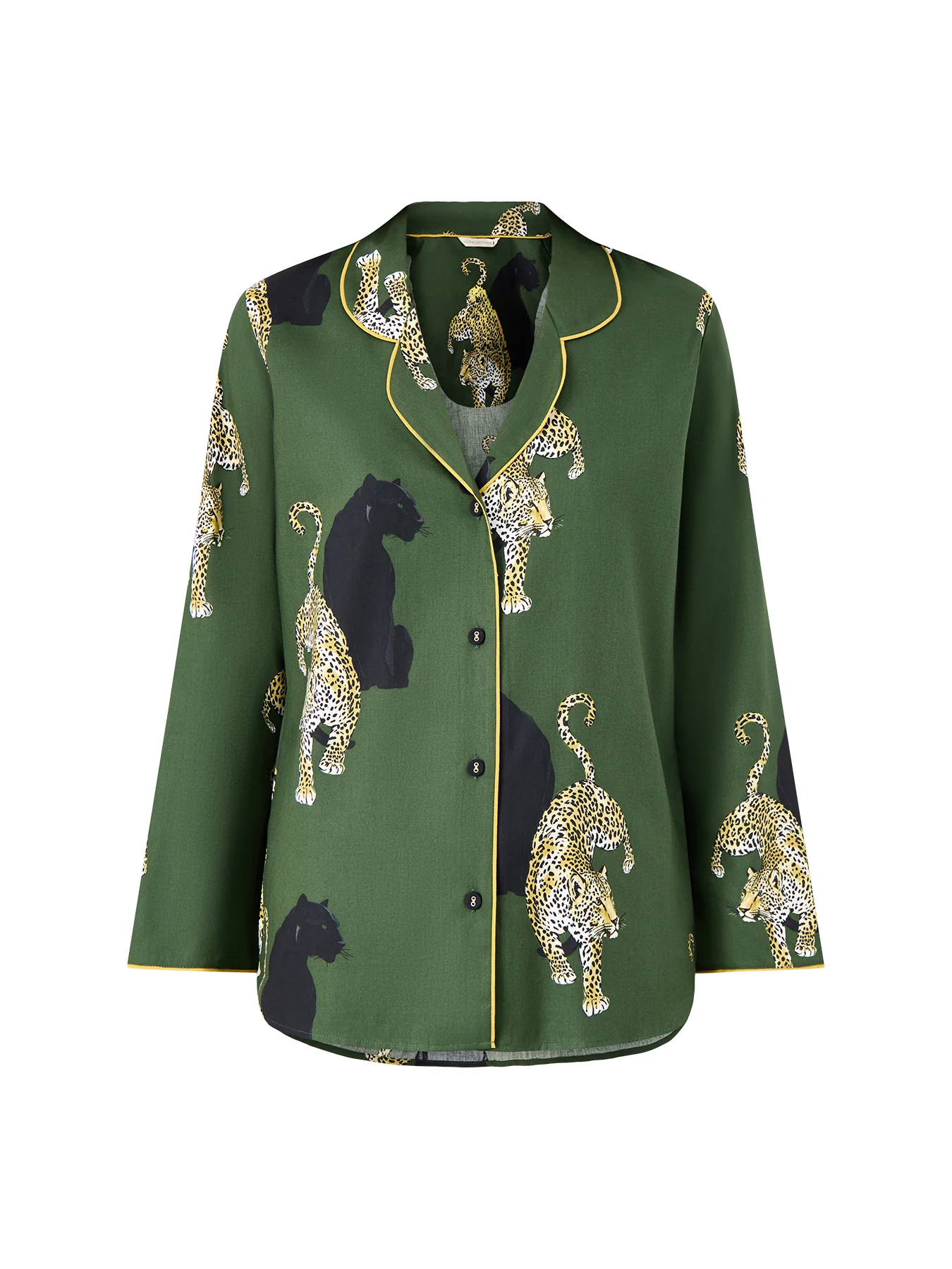 Leopard Print Pyjama Top Olive Green