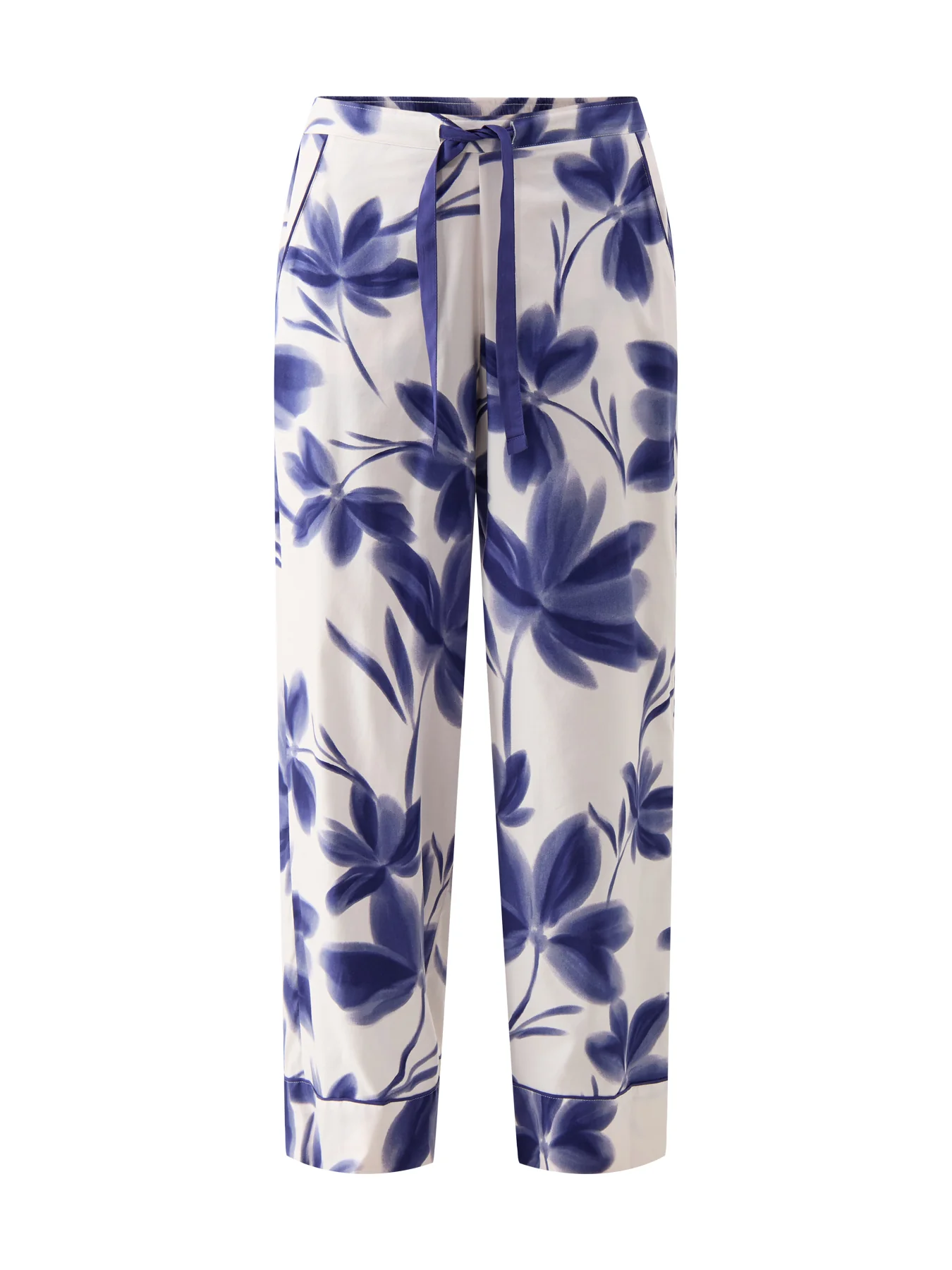 Navy Floral Print Wide Leg Pyjama Bottoms