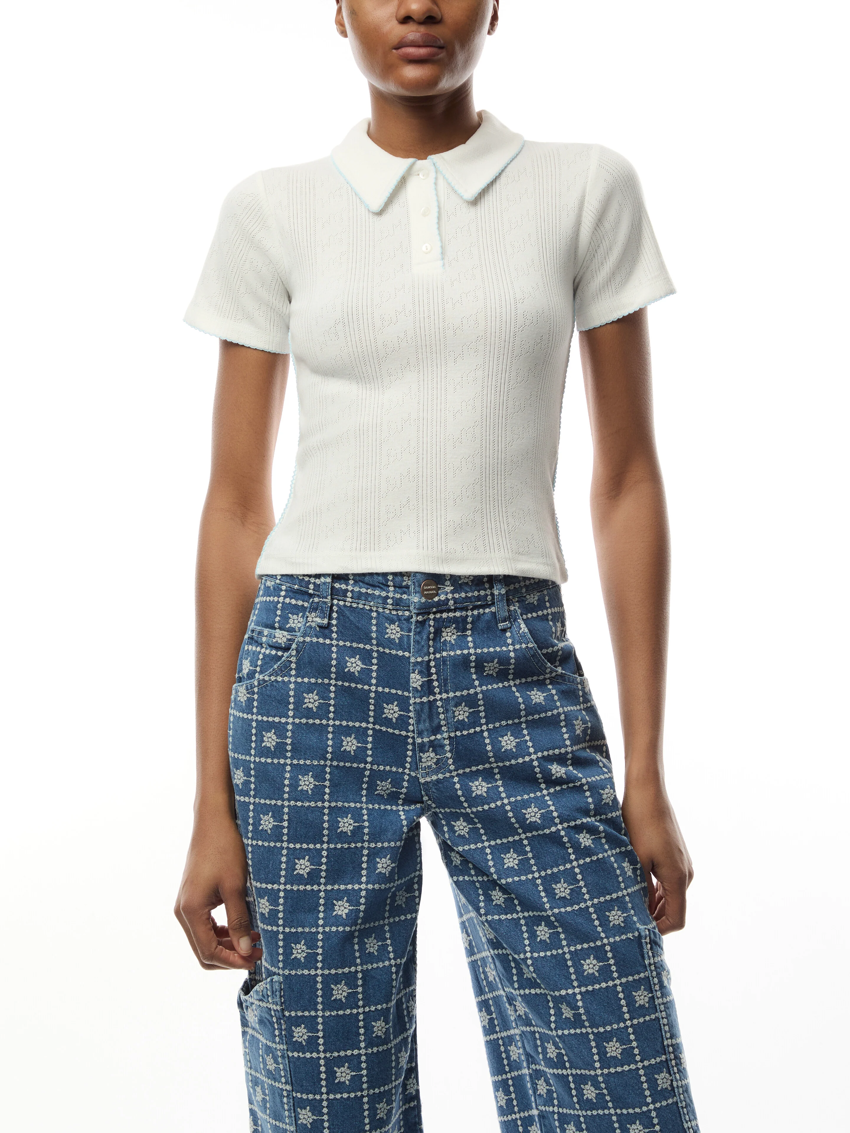 Devon Pointelle Polo Tee - Image 4