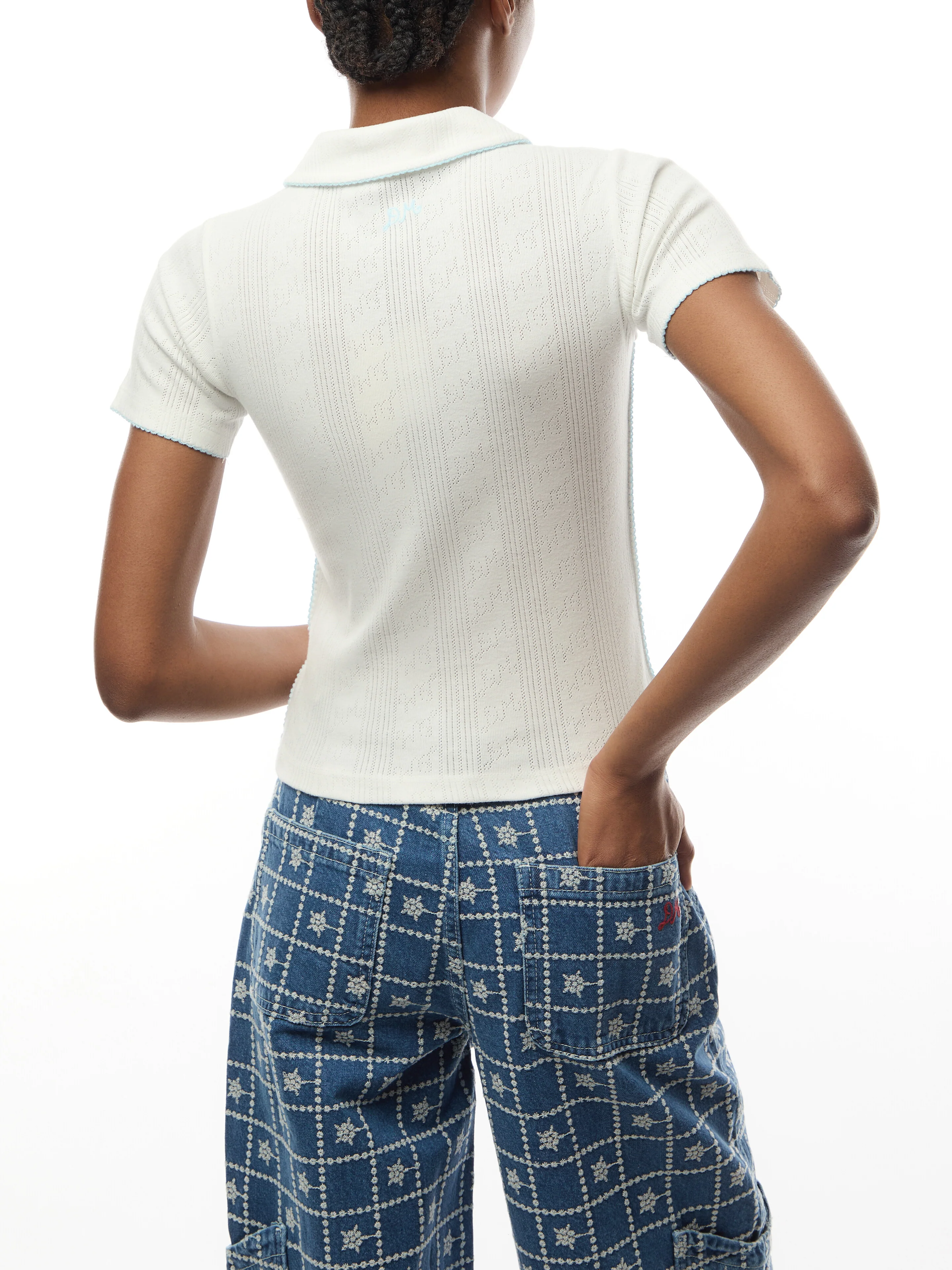 Devon Pointelle Polo Tee - Image 5