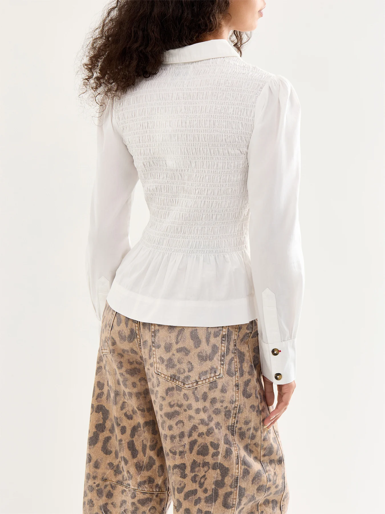 Hazel Shirred Shirt White - Image 5