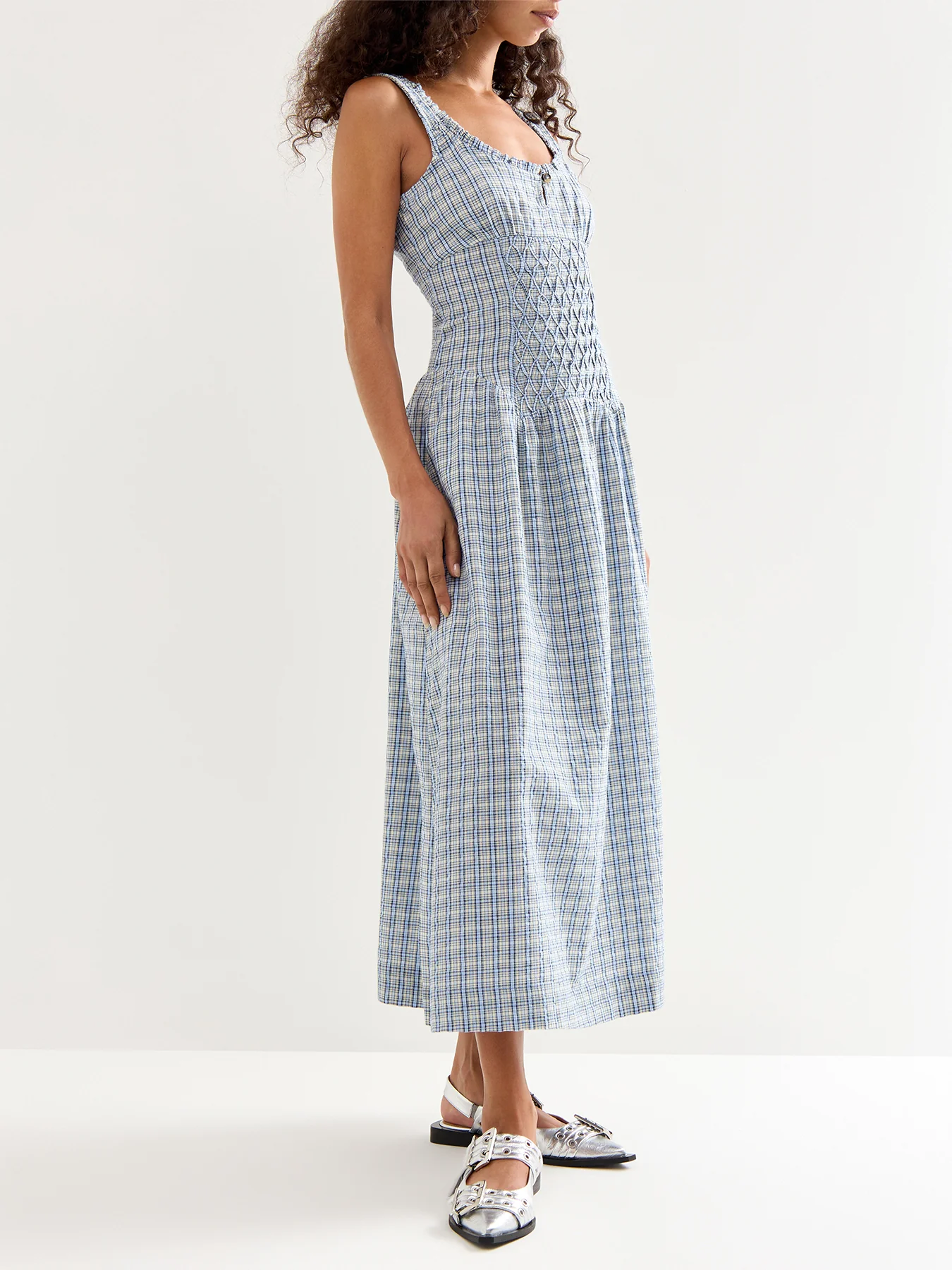 Mallory Midi Dress Cloudy Check - Image 4