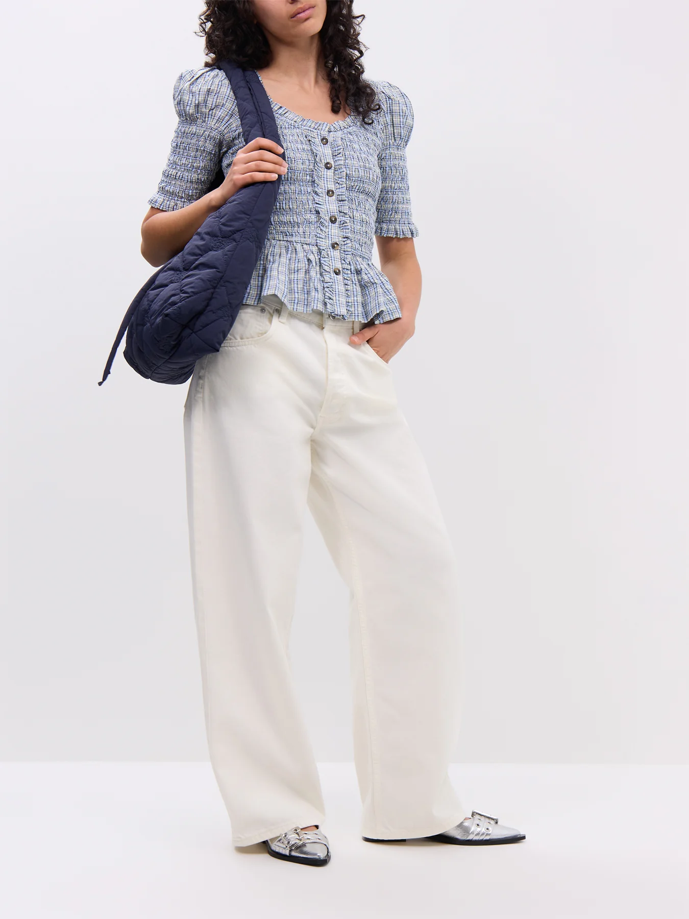 Mansi Shirred Blouse - Cloudy Check - Image 2